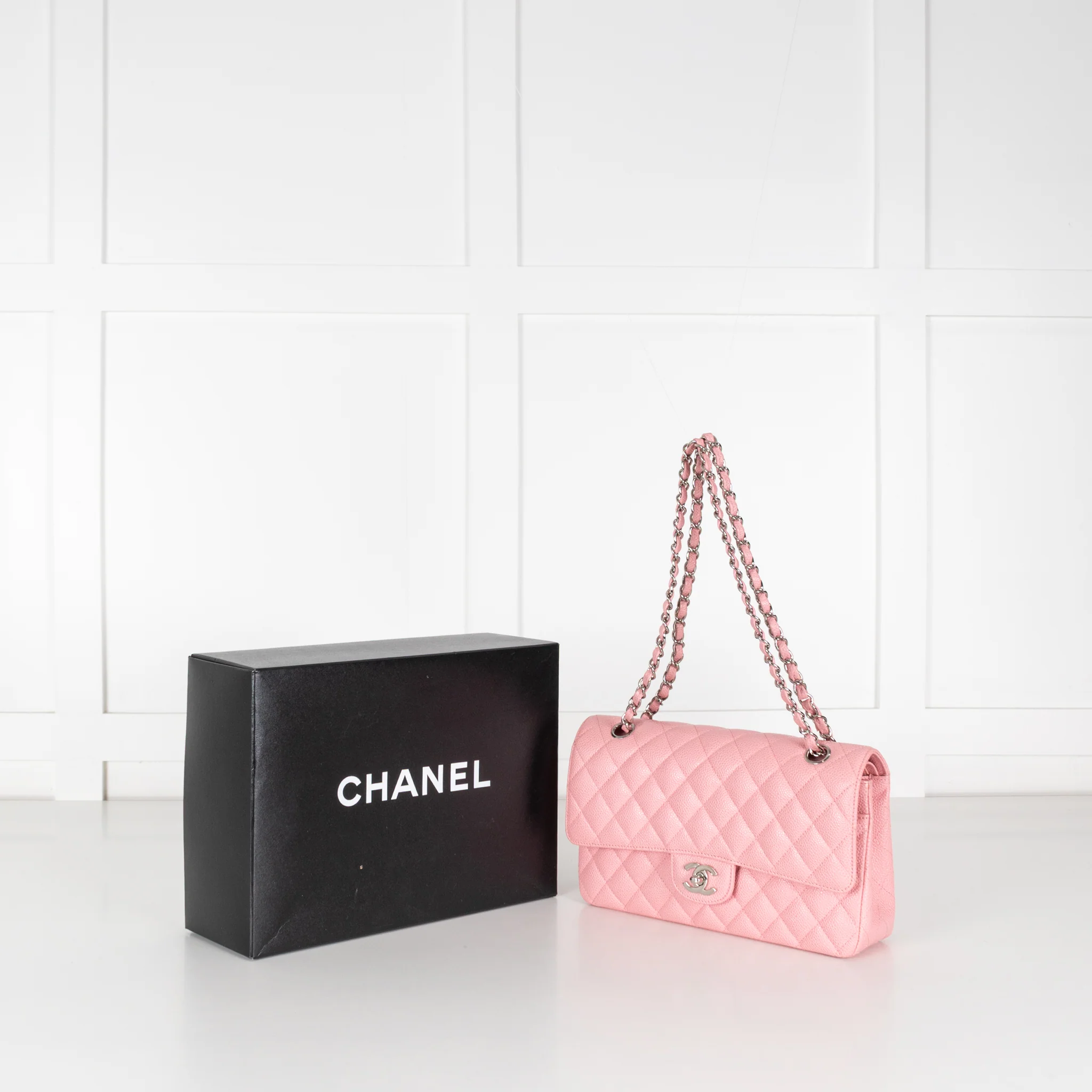 Chanel Pink Caviar Medium Flap Bag with Silver Hardwear - Image 3
