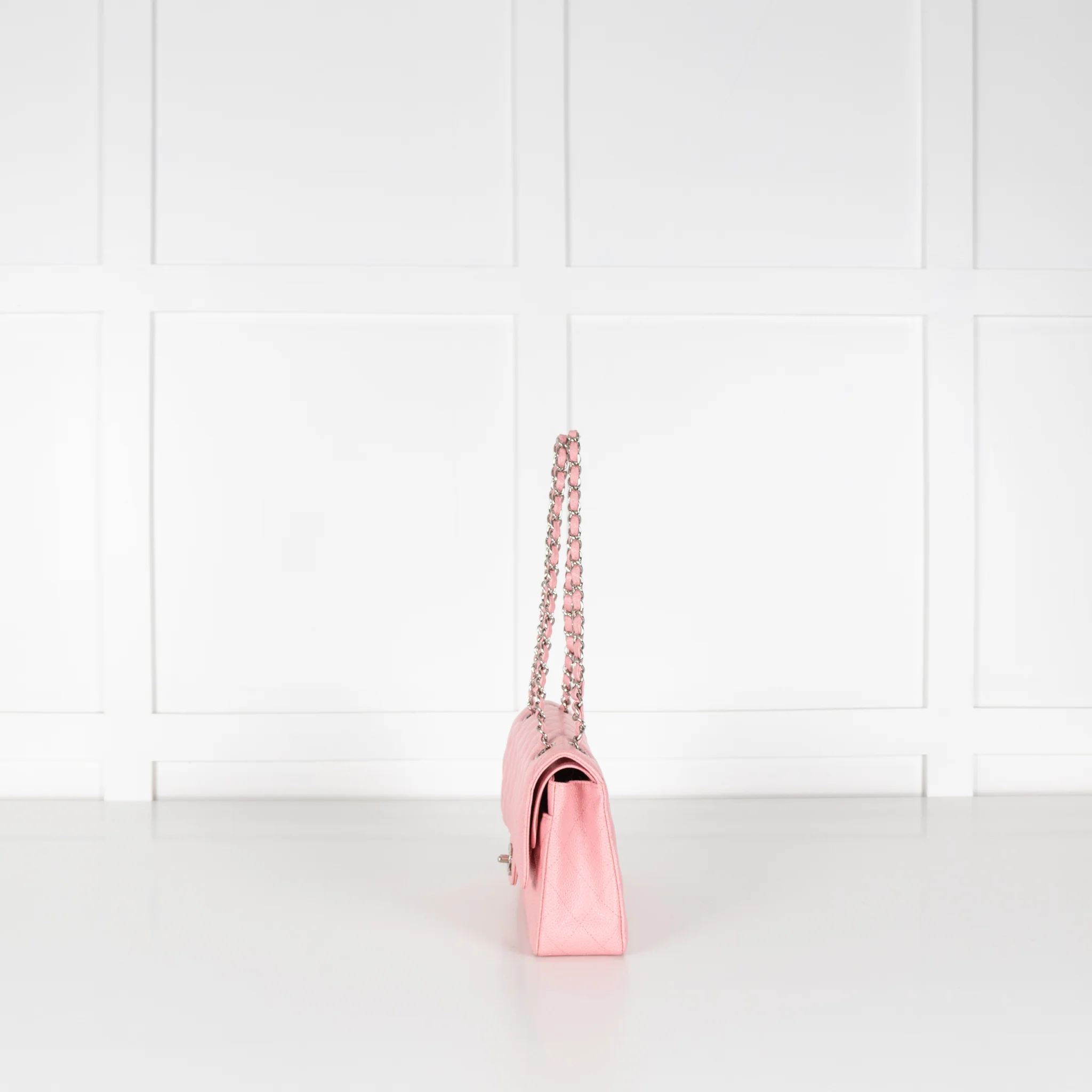 Chanel Pink Caviar Medium Flap Bag with Silver Hardwear - Image 5