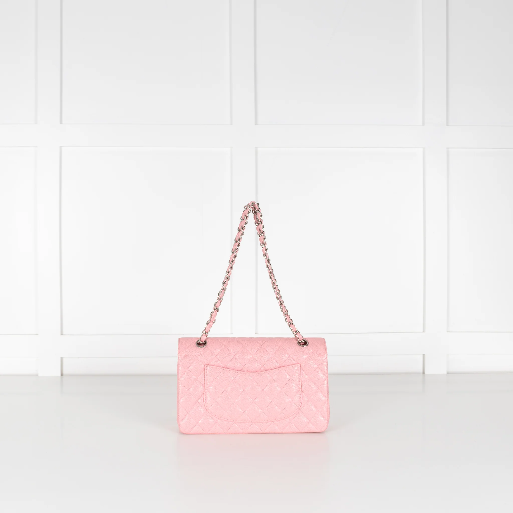 Chanel Pink Caviar Medium Flap Bag with Silver Hardwear - Image 7