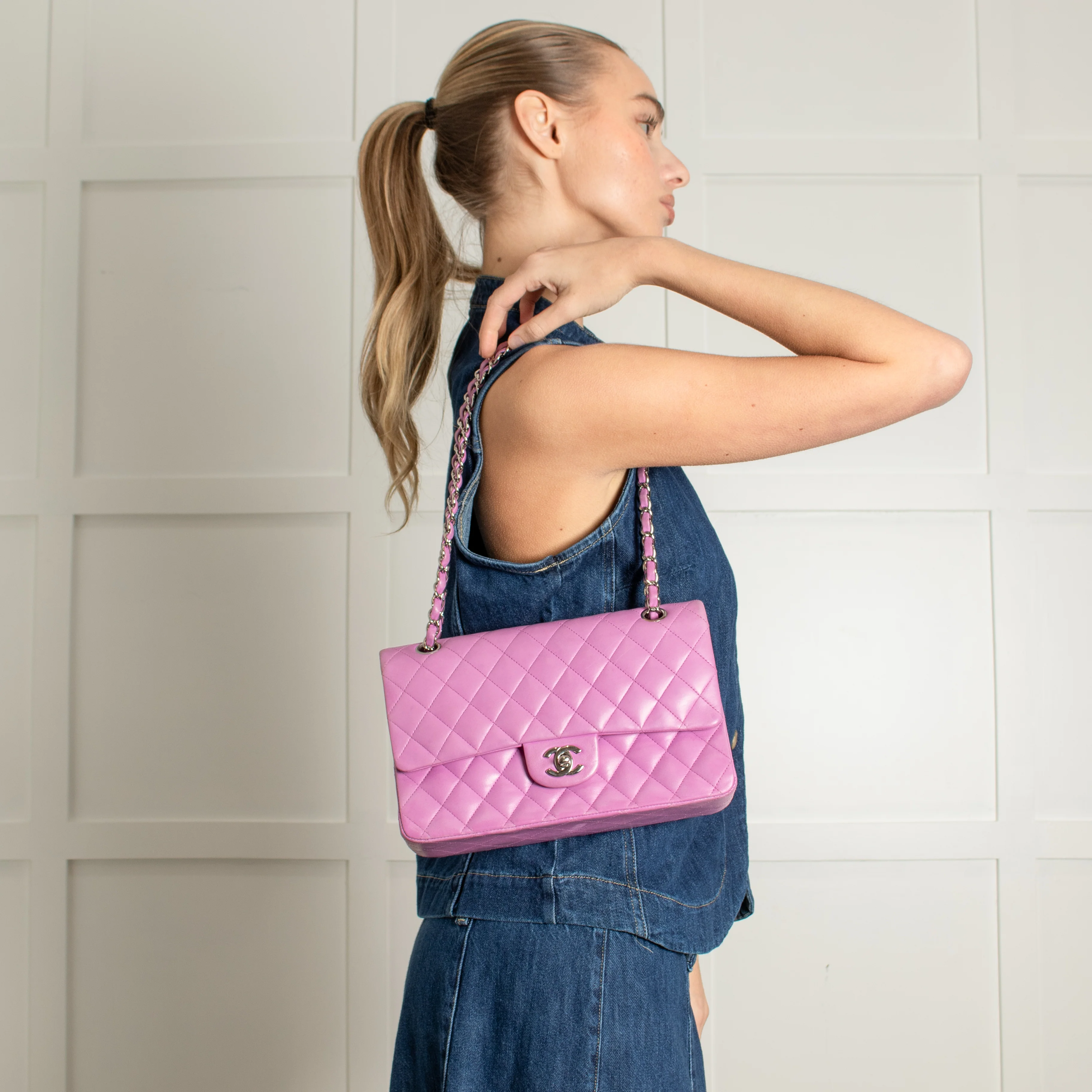 Chanel Pink Matelasse 25 Lambskin Double Flap Double - Image 2