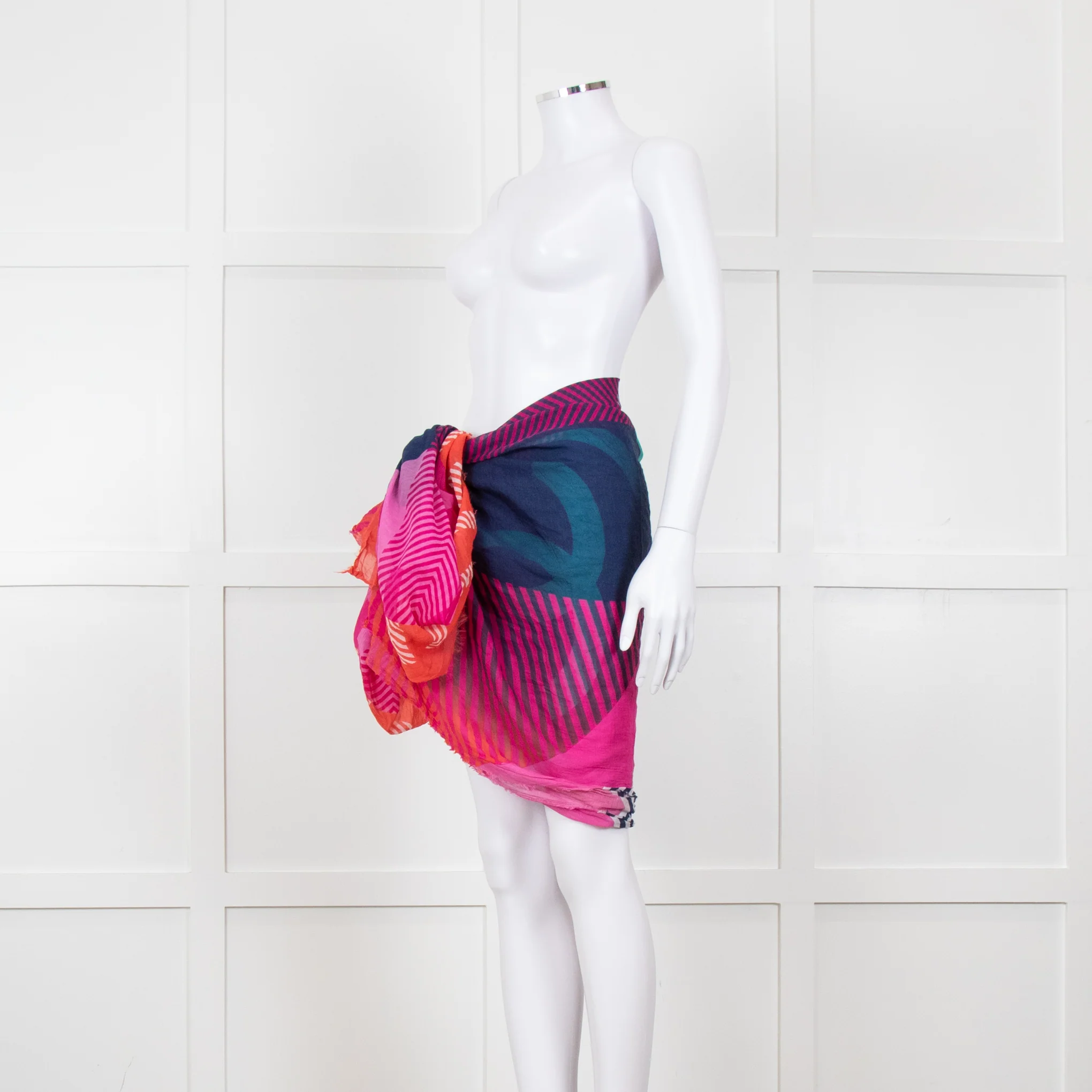 Chanel Pink Orange Purple CC Silk Blend Stole - Image 7