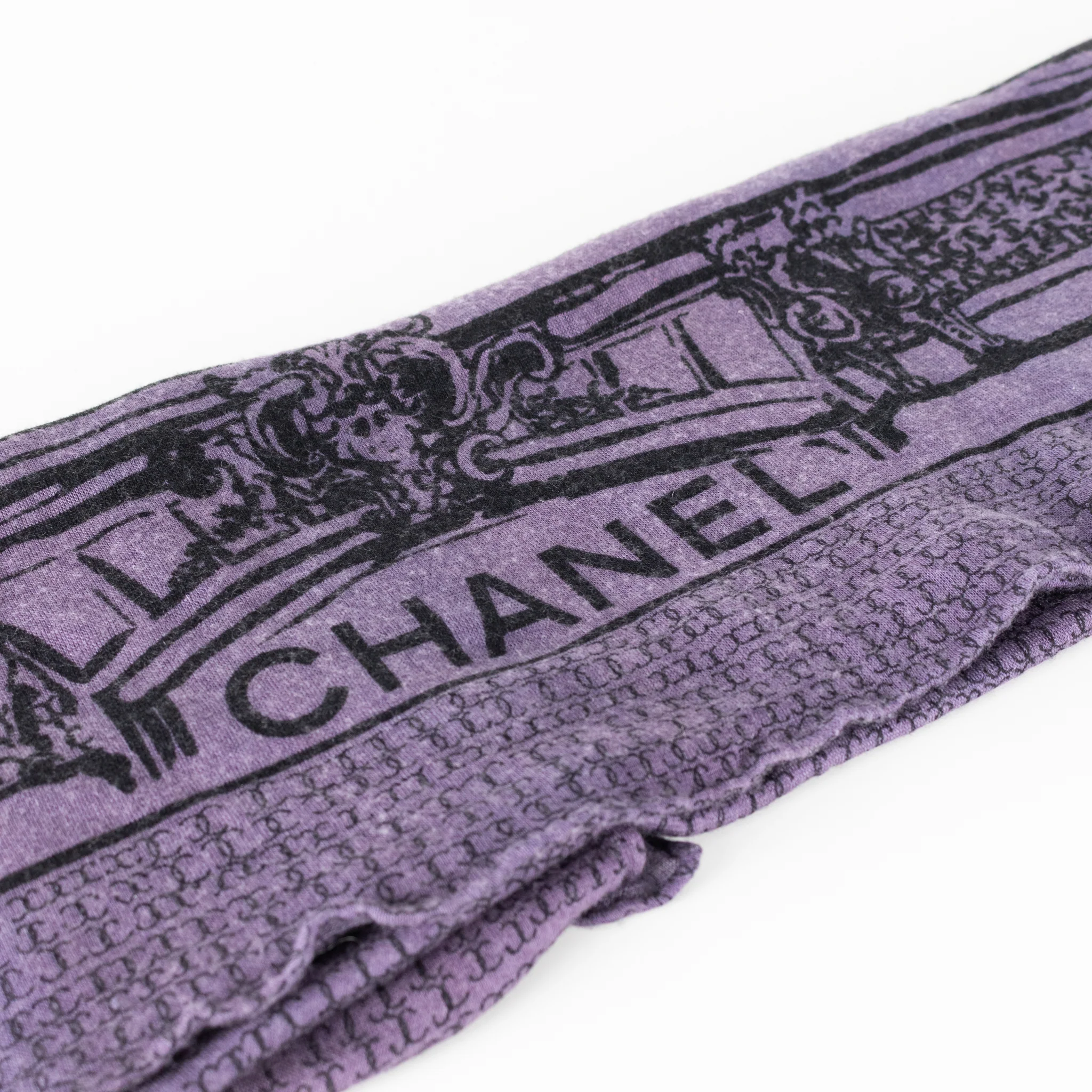 Chanel Purple Cashmere and Silk Logo Scarf - Image 6