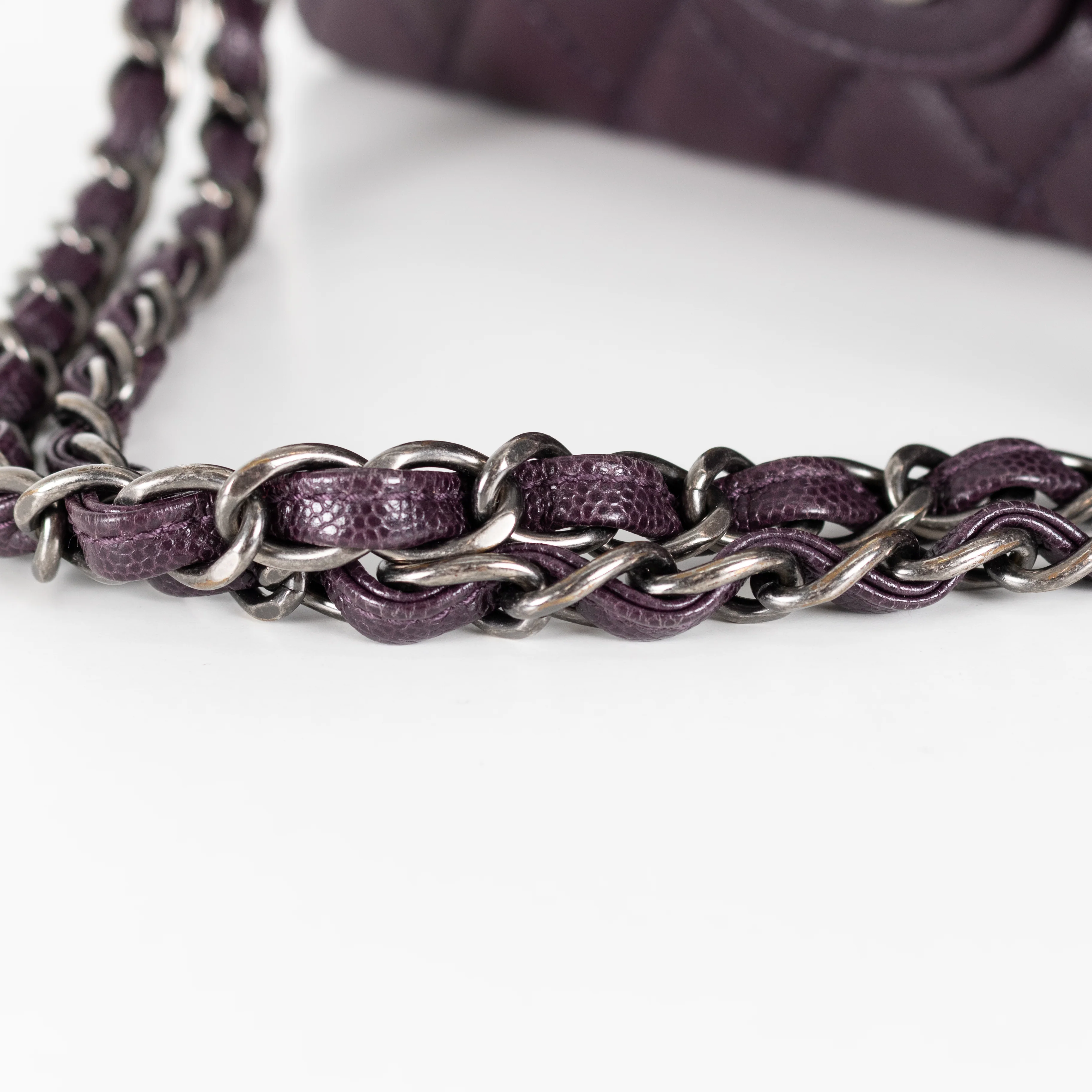 Chanel Purple Jumbo Caviar Flap Bag - Image 10