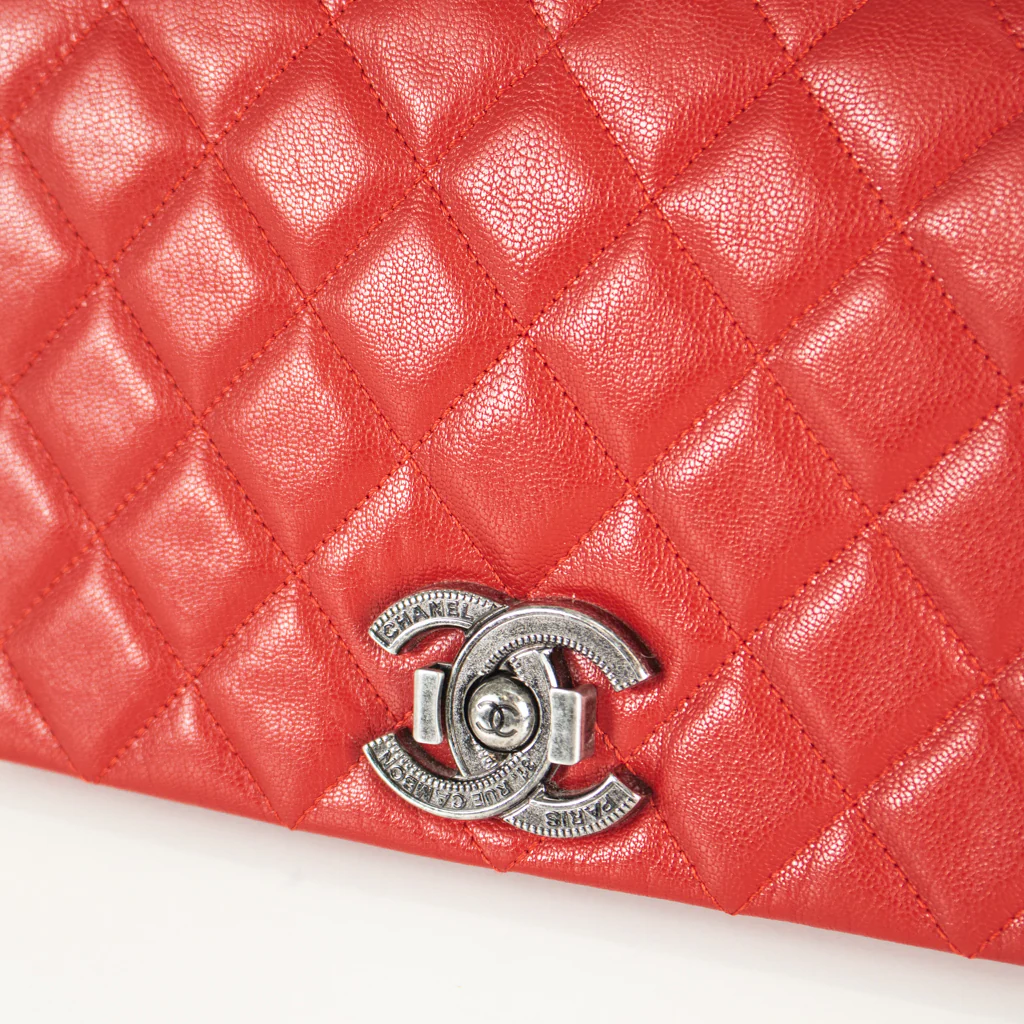 Chanel Red Leather City Rock Flap Shoulder Bag - Image 10