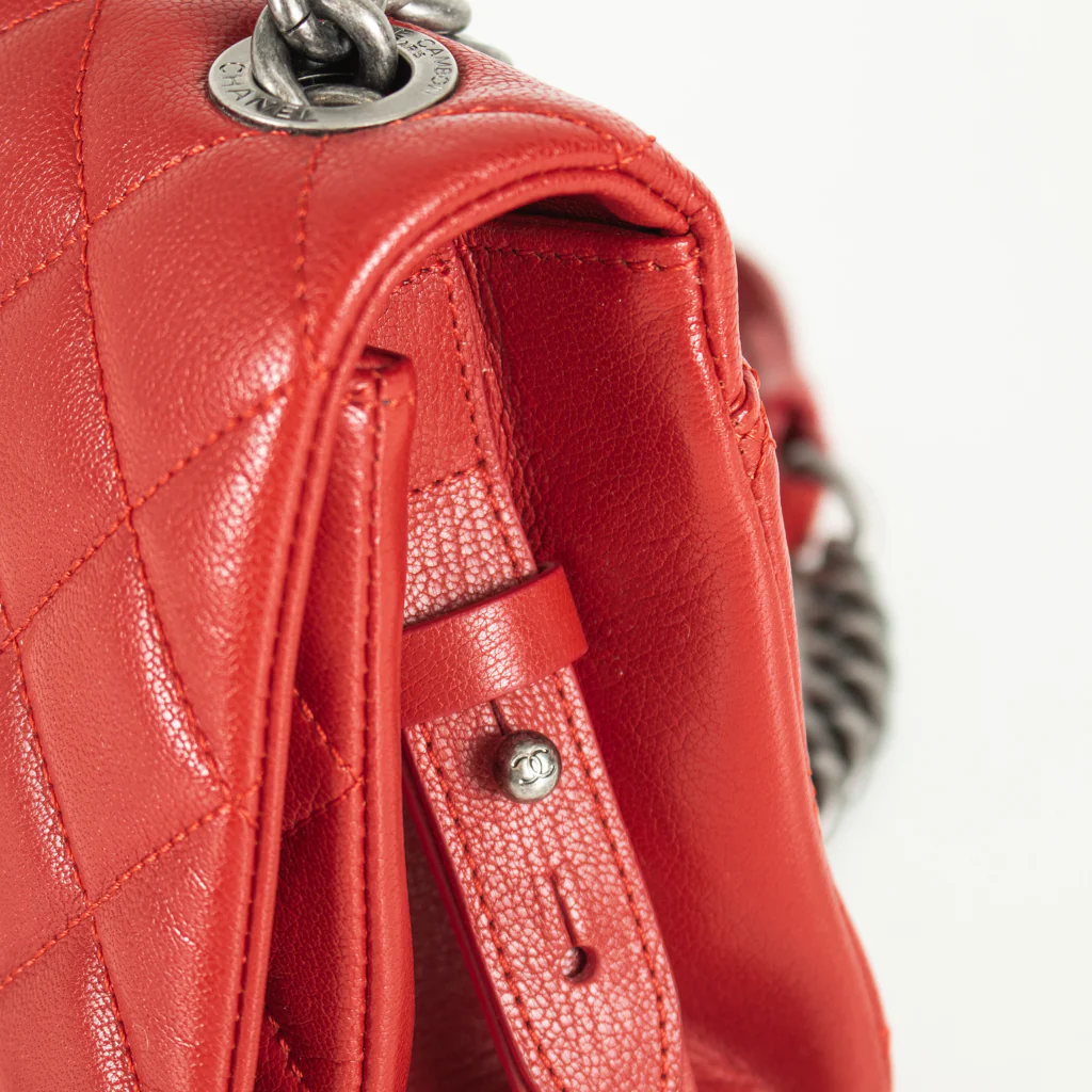 Chanel Red Leather City Rock Flap Shoulder Bag - Image 11