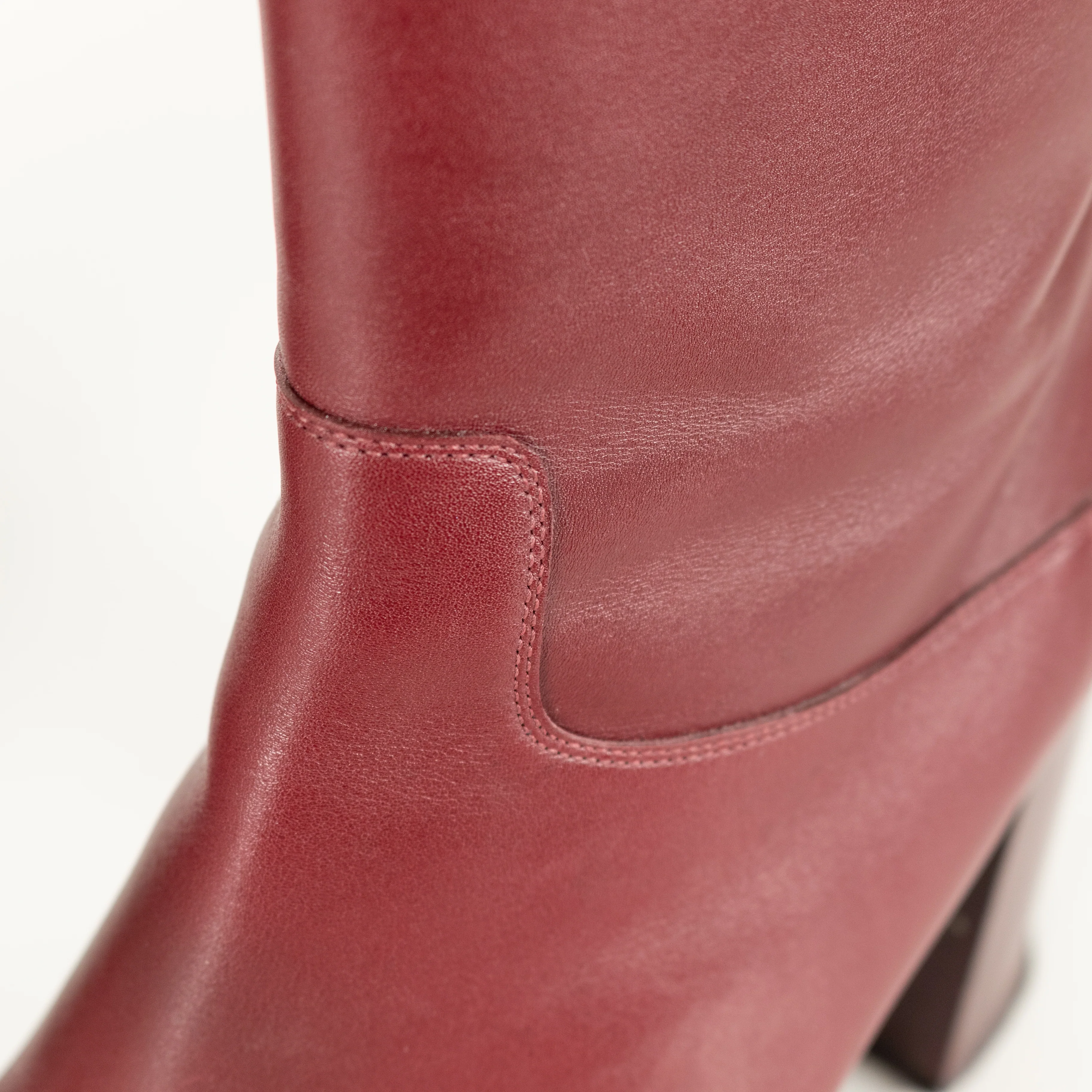 Chanel Short Burgundy Calf Skin Boots - Image 14