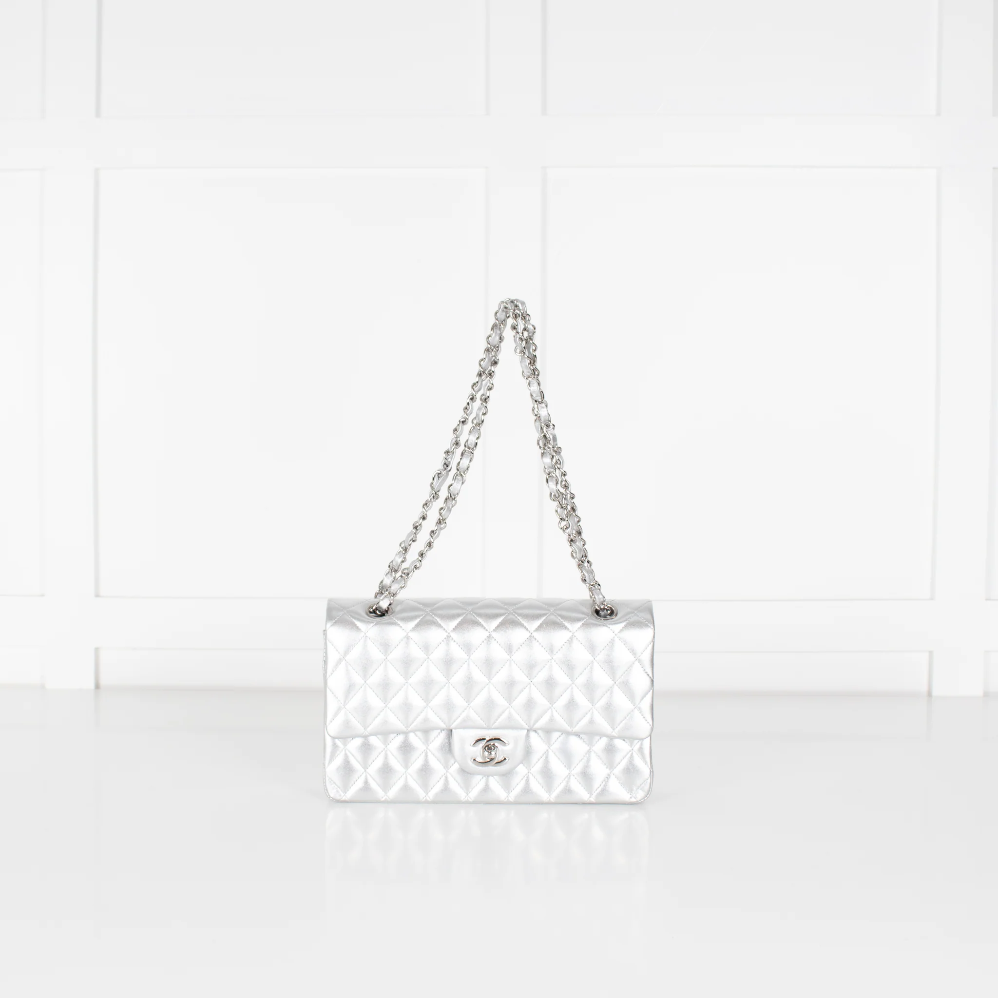 Chanel Full Set Silver Classic Double Flap Bag