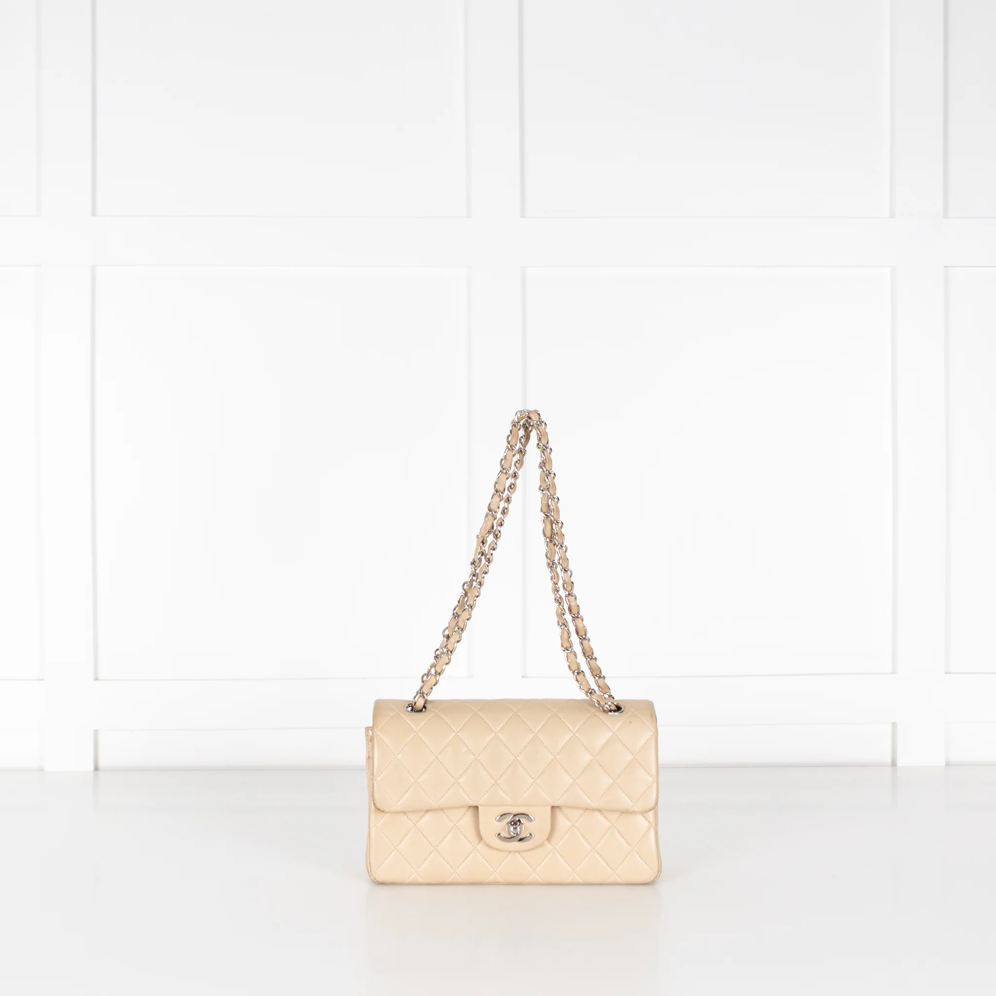 Chanel Small Beige Lambskin Classic Flap