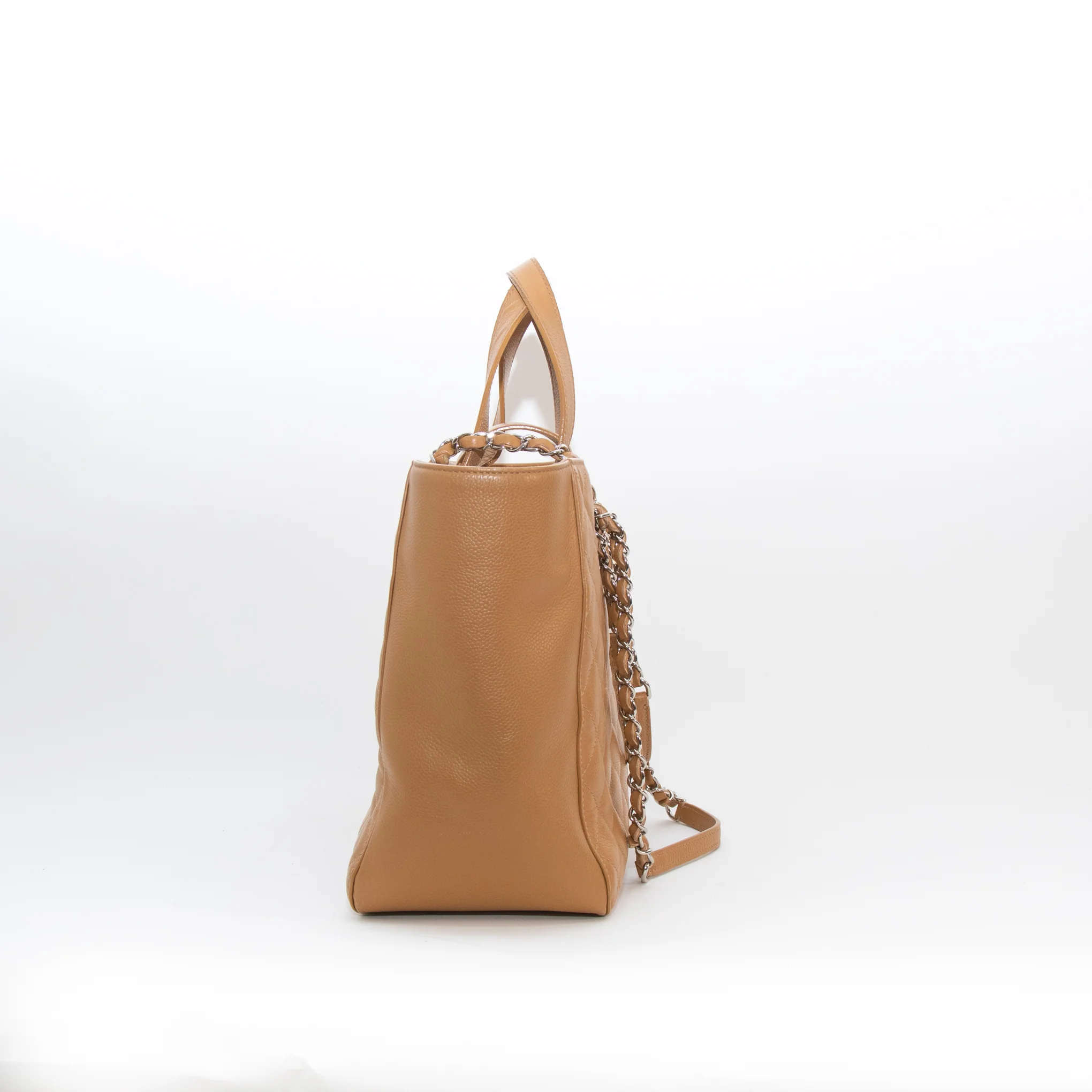 Chanel Tan Caviar CC Box Large Quilted Tote - Image 7