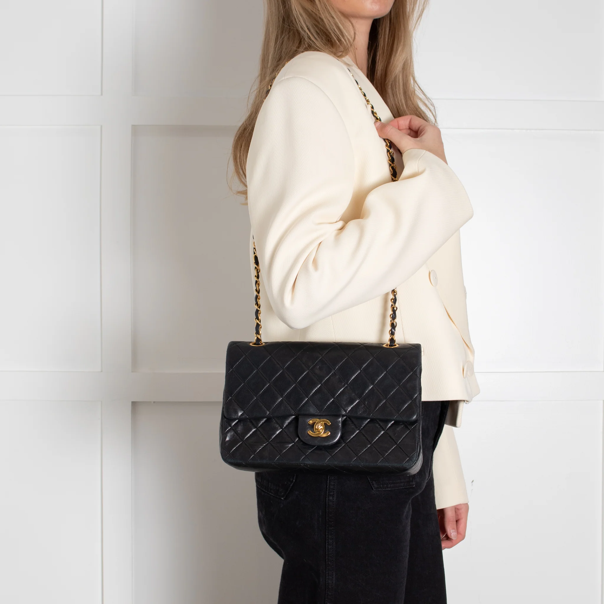 Chanel Vintage Classic Black Double Flap Bag - Image 6