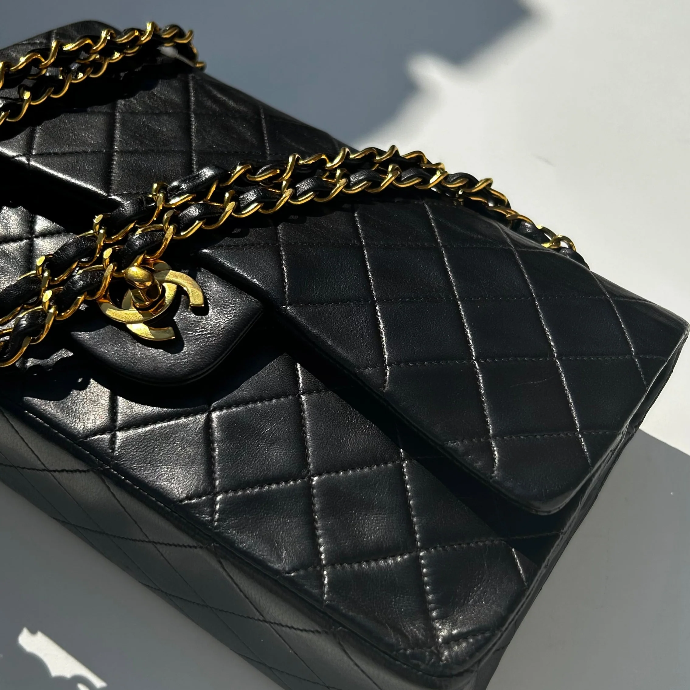 Chanel Vintage Medium Classic Black Double Flap Gold Hardware - Image 11