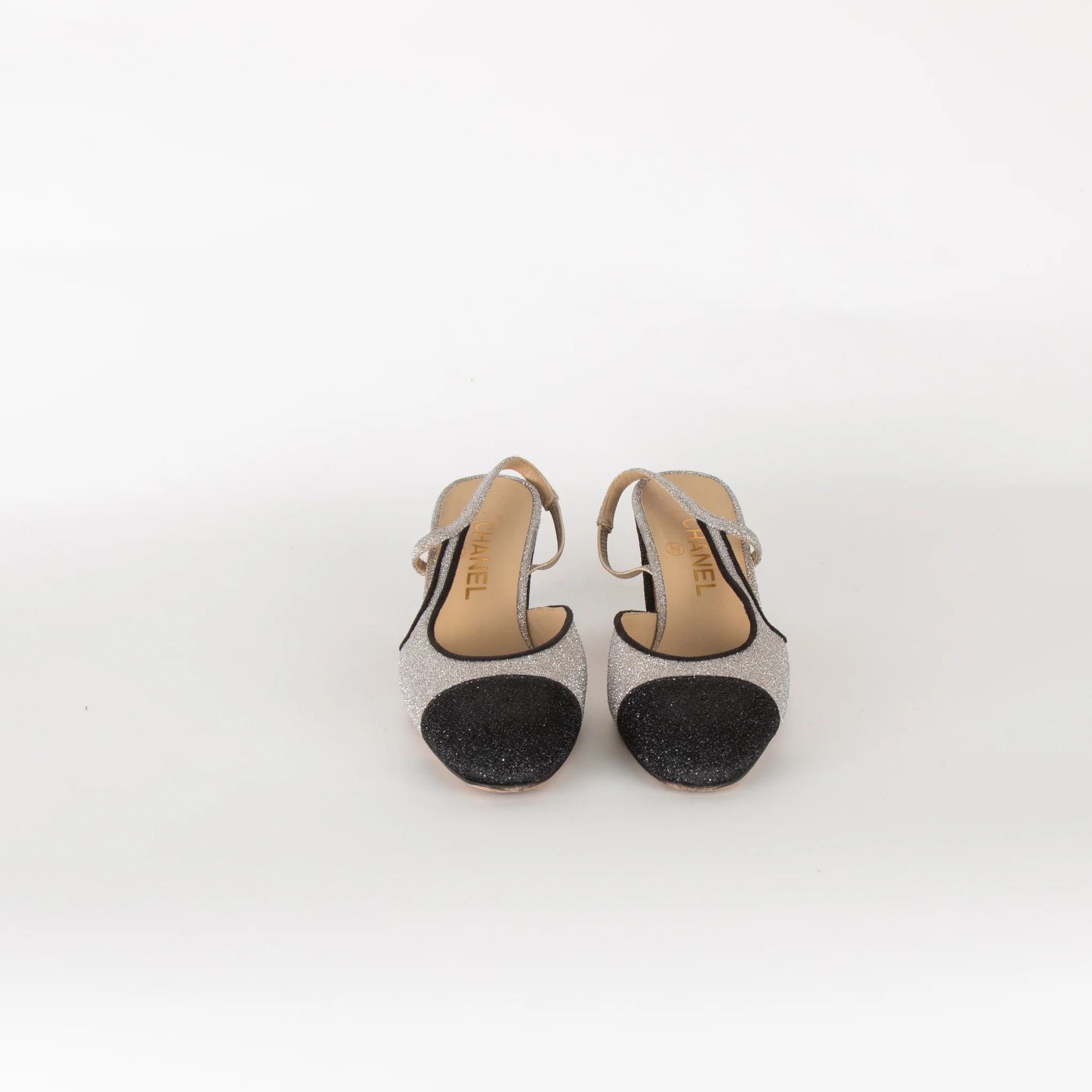 Chanel Woven Metallic Slingback with Block Heel - Image 3