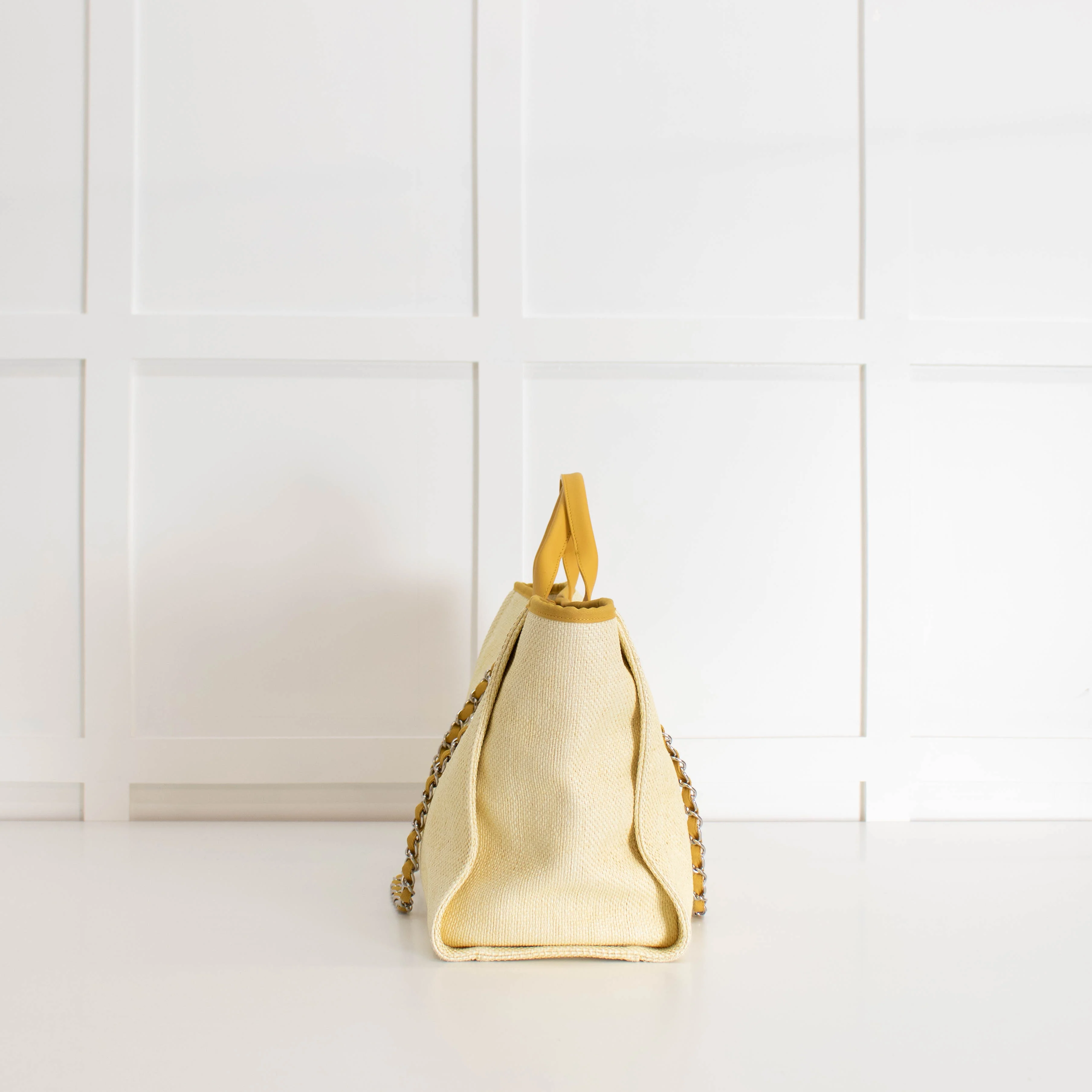 Chanel Yellow Raffia Deauville Two-Way Tote Bag - Image 8