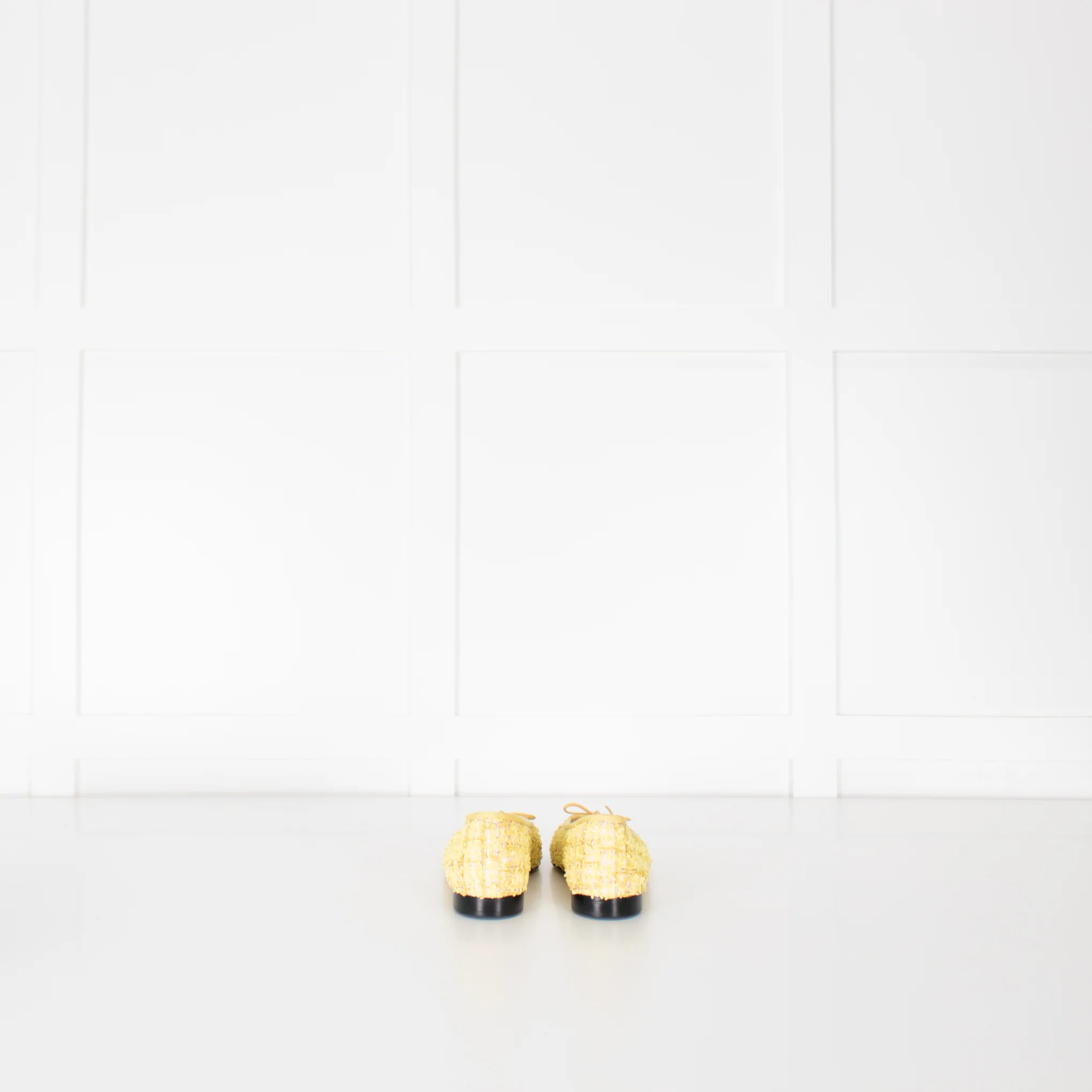 Chanel Yellow Tweedy Black Toe Ballerina Shoes - Image 6