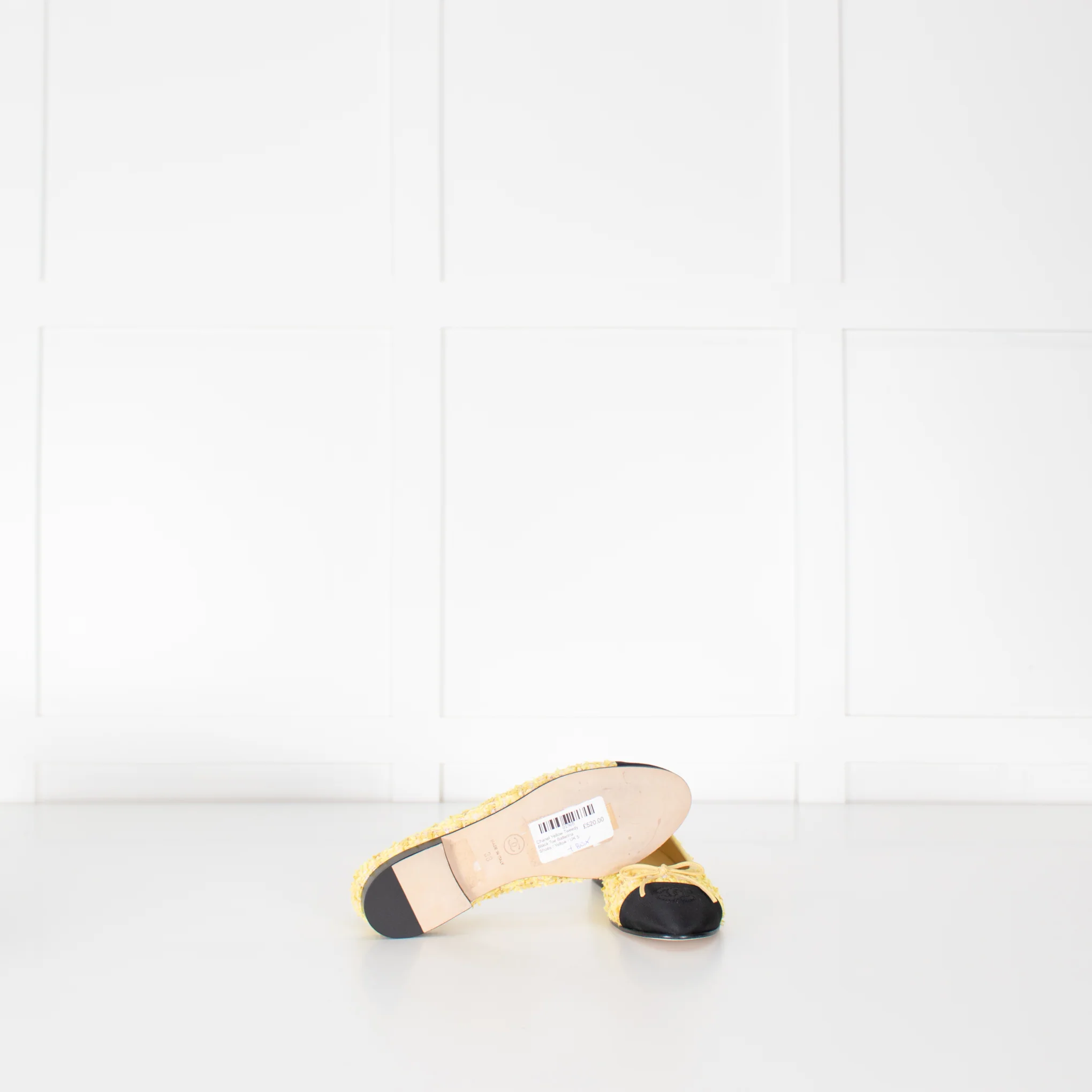 Chanel Yellow Tweedy Black Toe Ballerina Shoes - Image 7