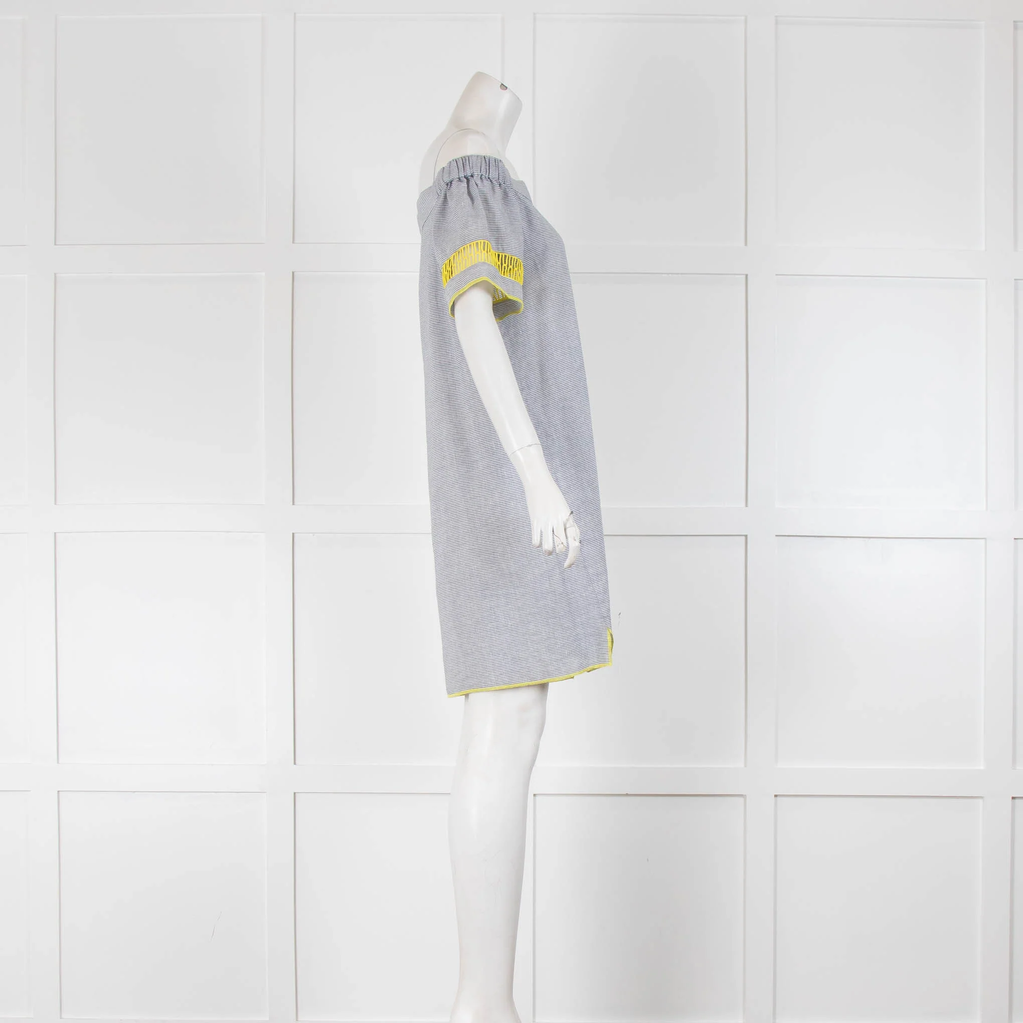 Charli Striped Beach Dress With Yellow Detail Sleeve - Image 2