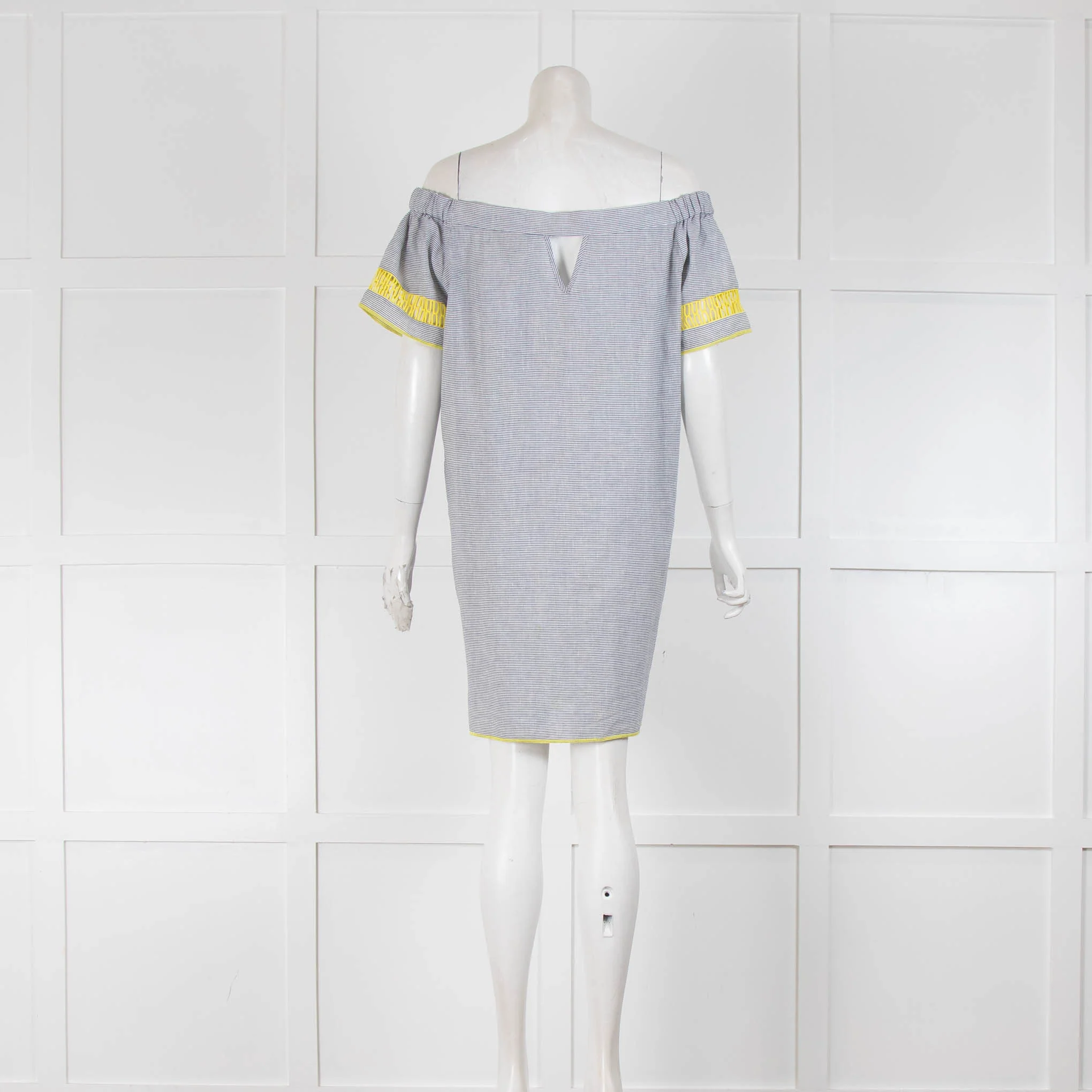 Charli Striped Beach Dress With Yellow Detail Sleeve - Image 3