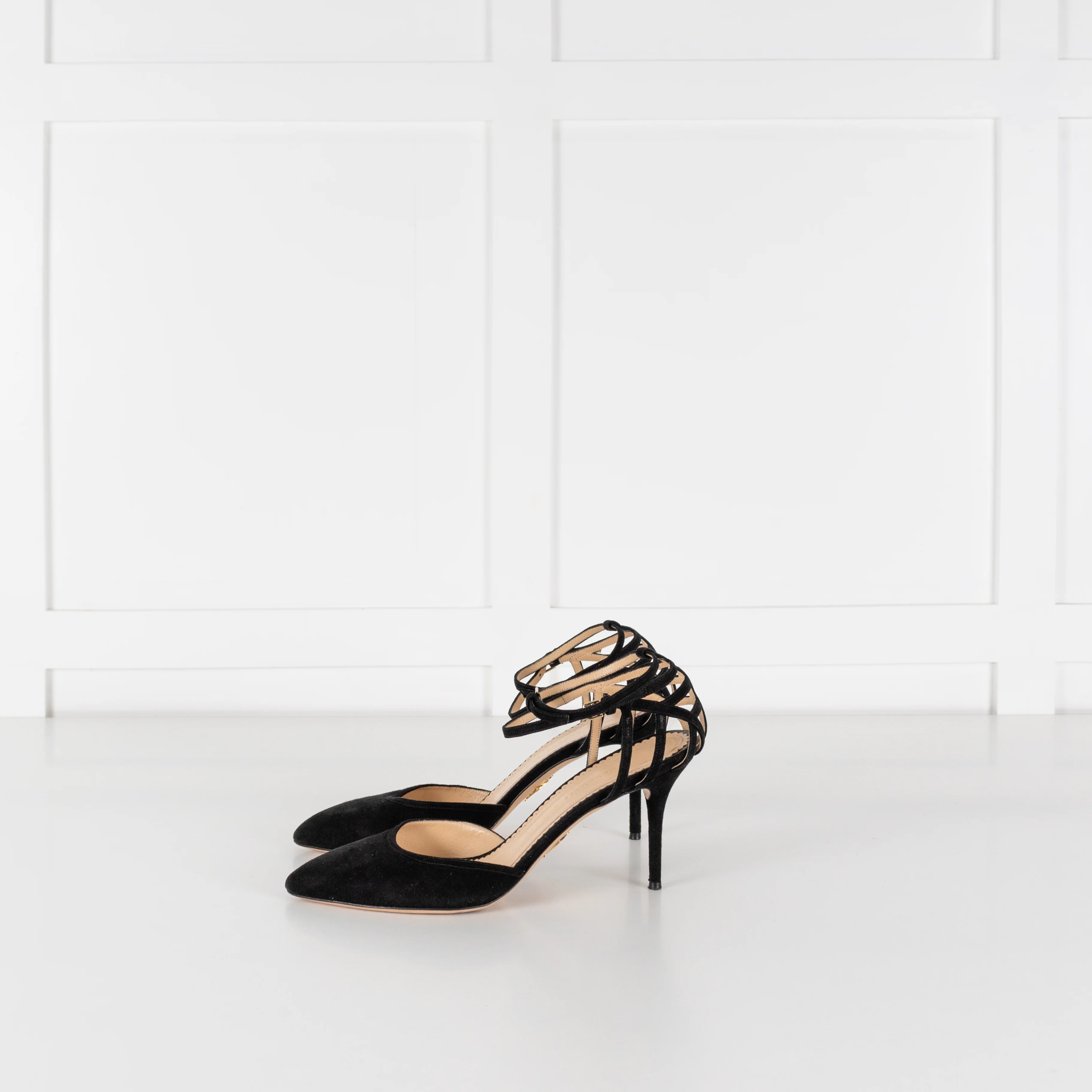 Charlotte Olympia Black Suede Accent D'Orsay Heeled Shoes - Image 3
