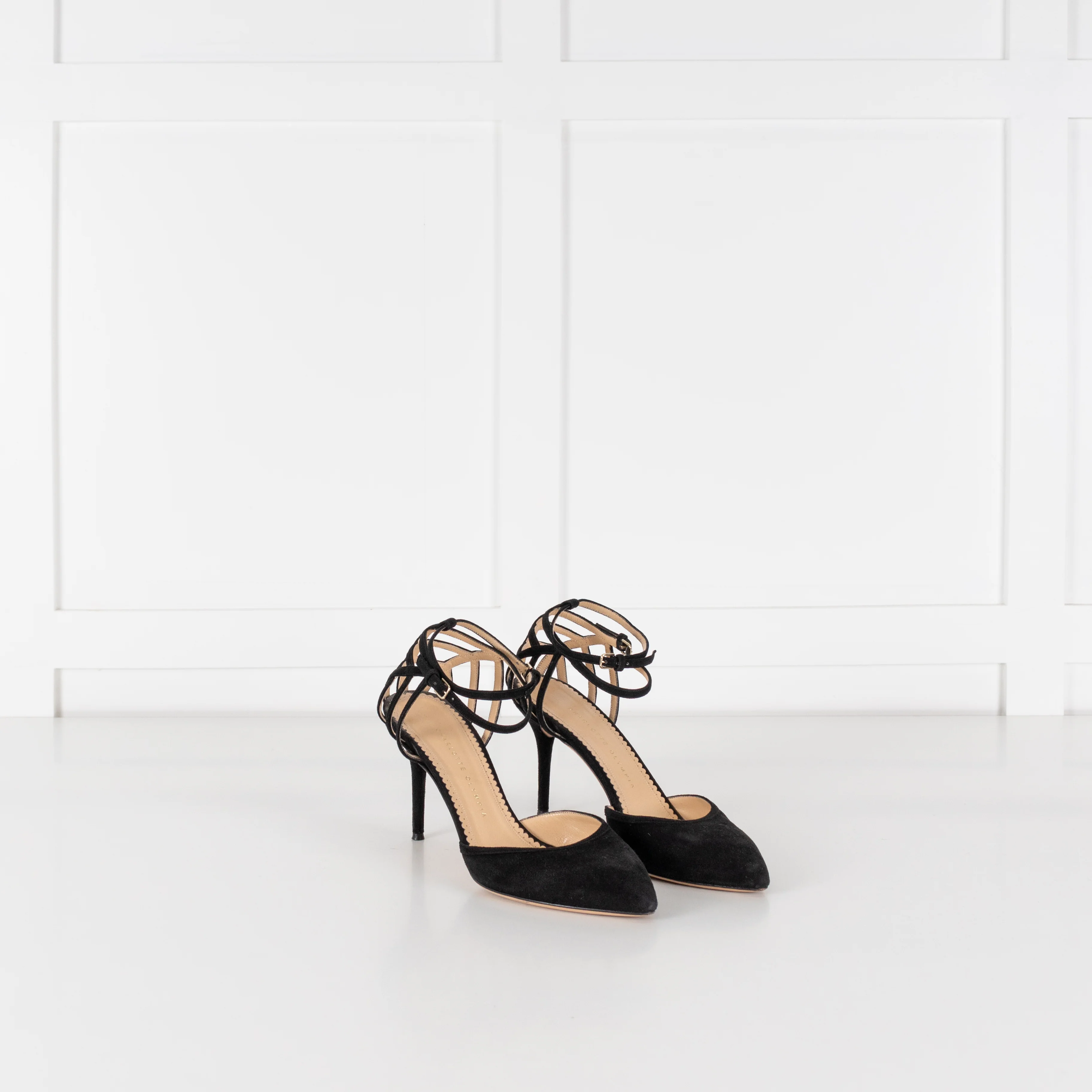 Charlotte Olympia Black Suede Accent D'Orsay Heeled Shoes - Image 6