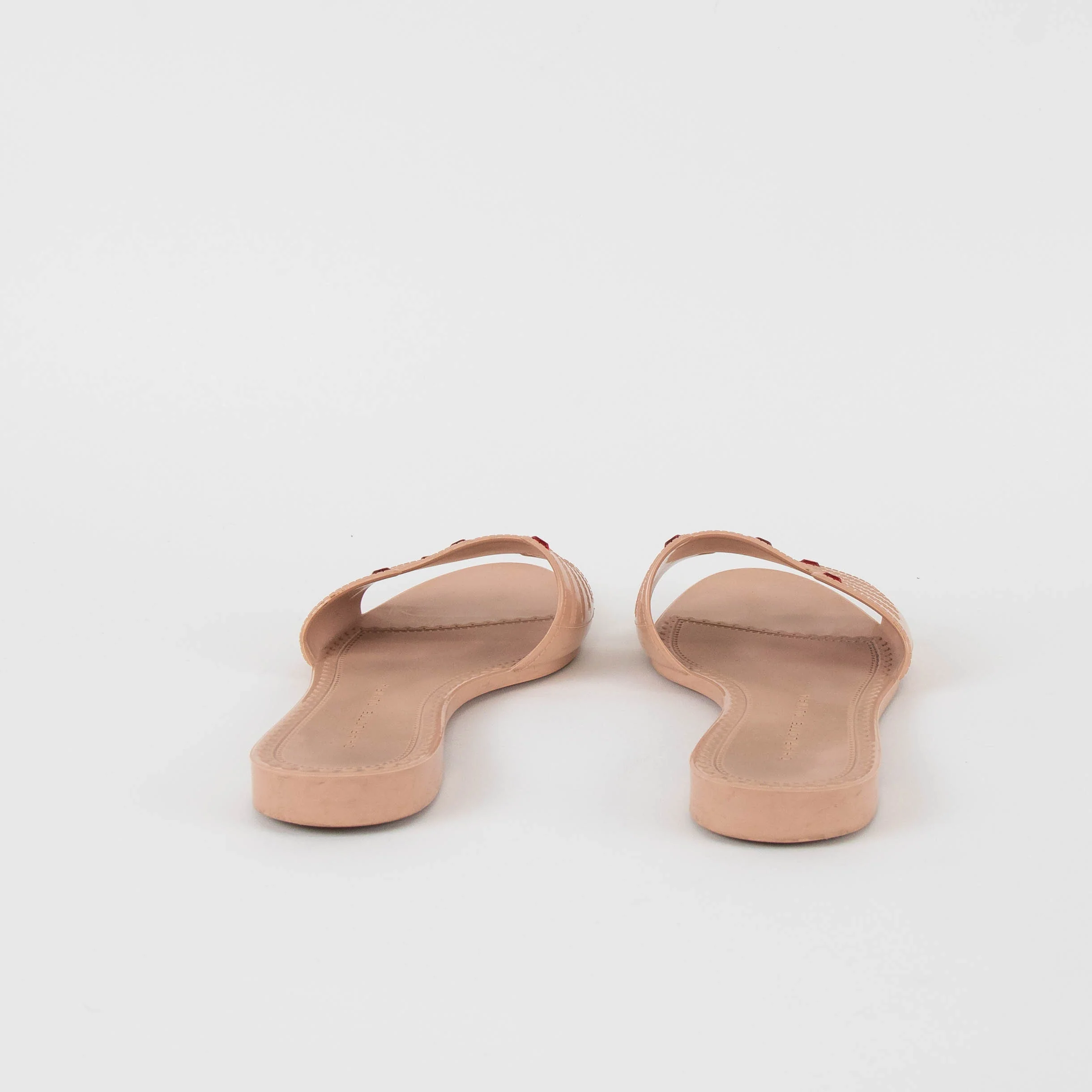 Charlotte Olympia Pale Pink Red Bead Hand Detail Sliders - Image 4