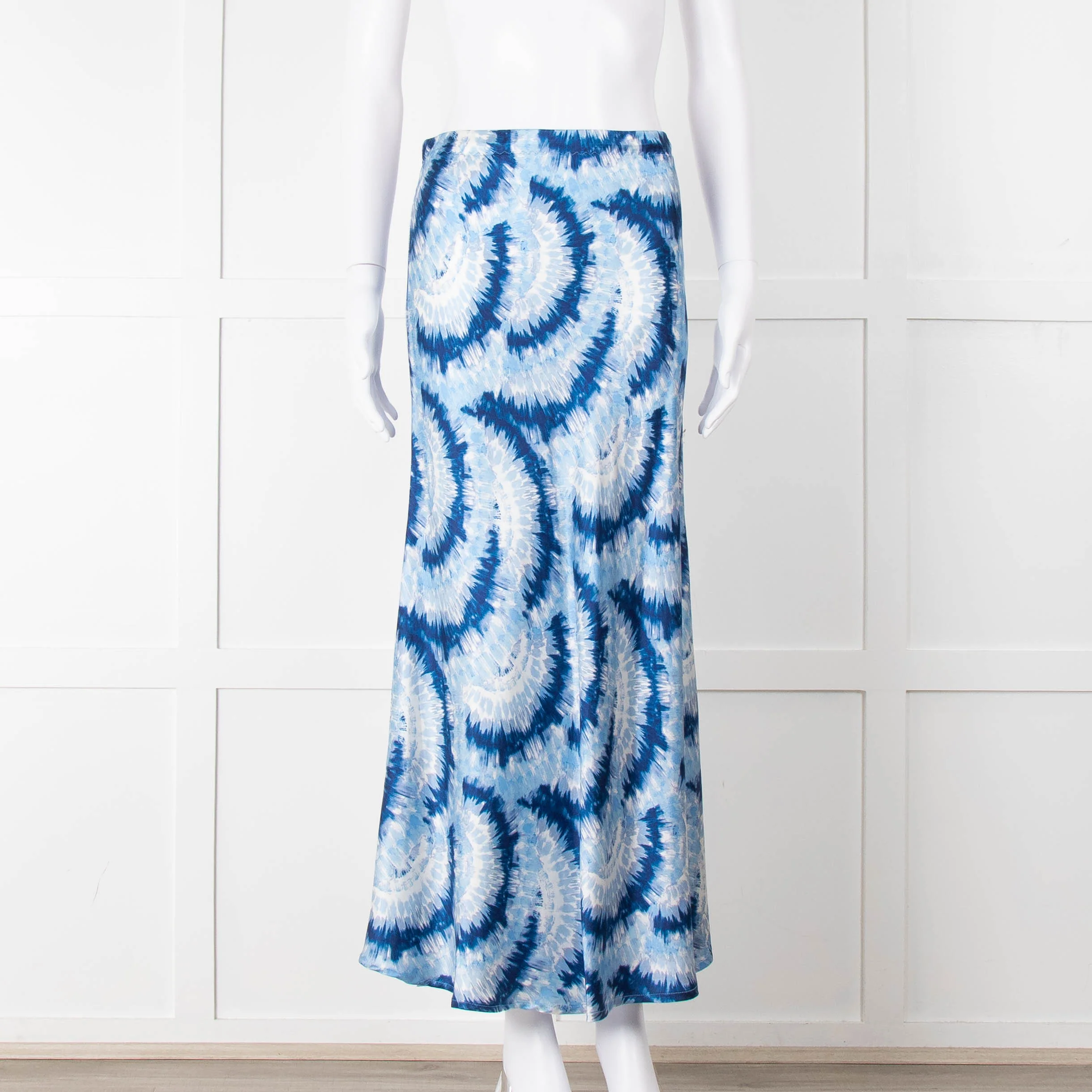 Charlotte Sparre Blue Tie Dye Silk Blend Print Skirt