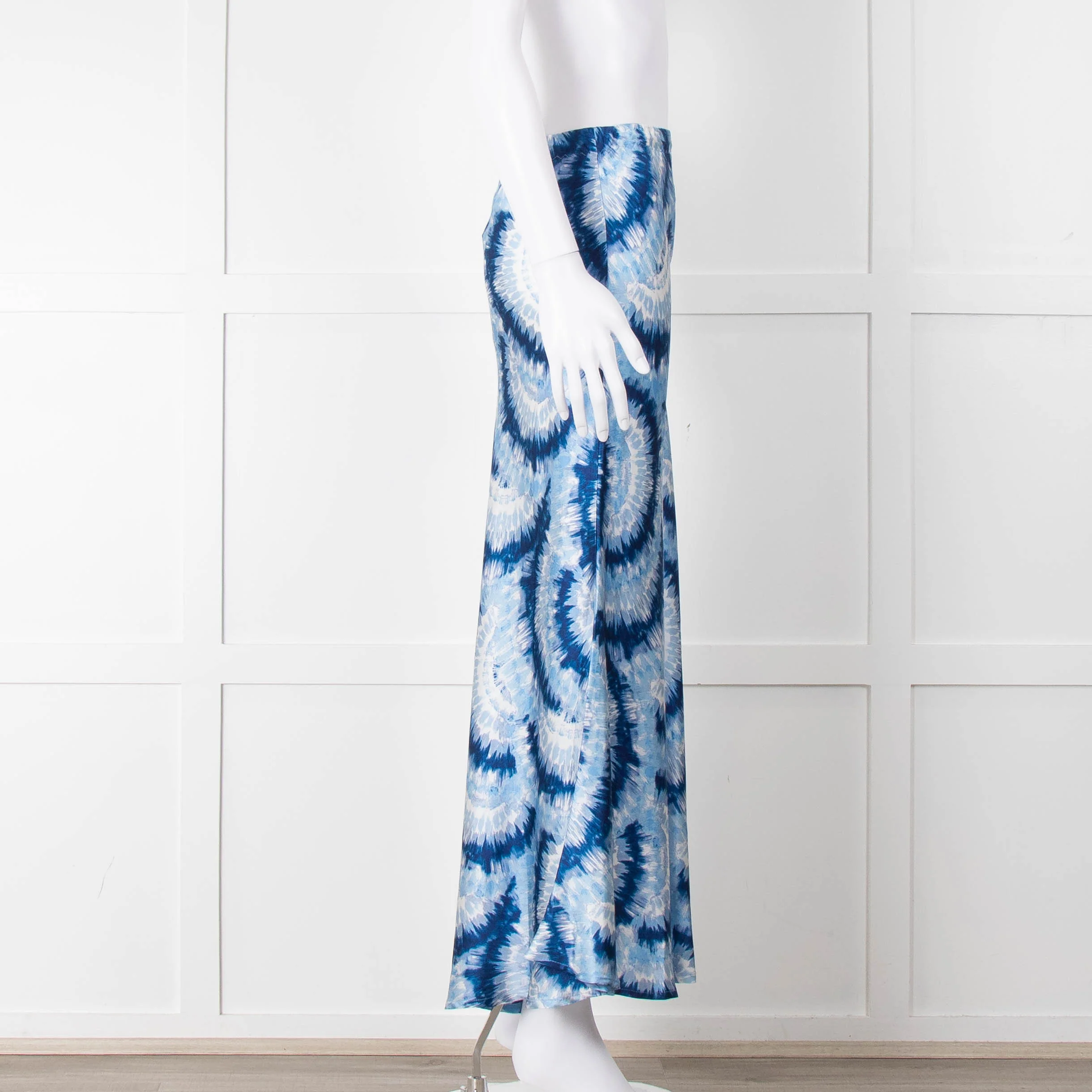 Charlotte Sparre Blue Tie Dye Silk Blend Print Skirt - Image 3