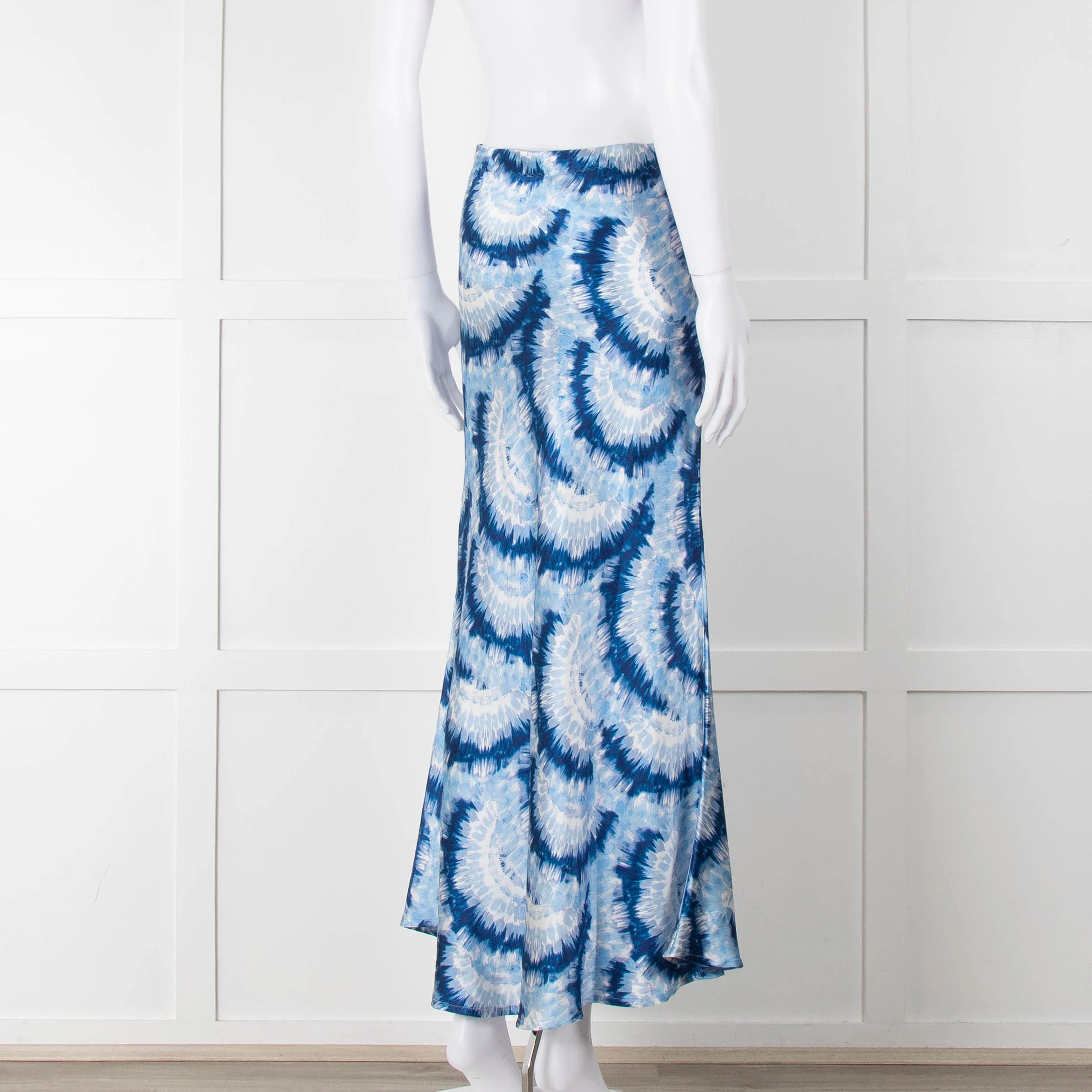 Charlotte Sparre Blue Tie Dye Silk Blend Print Skirt - Image 4