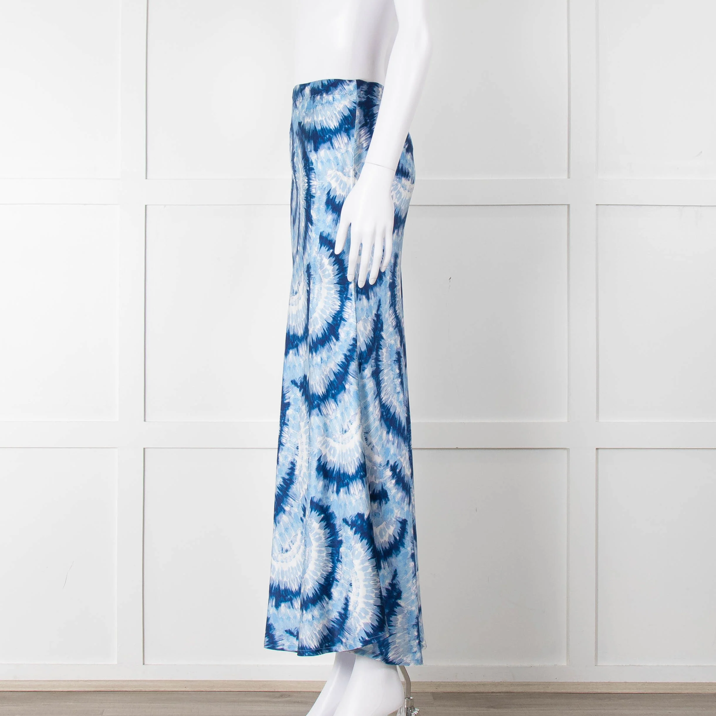 Charlotte Sparre Blue Tie Dye Silk Blend Print Skirt - Image 7