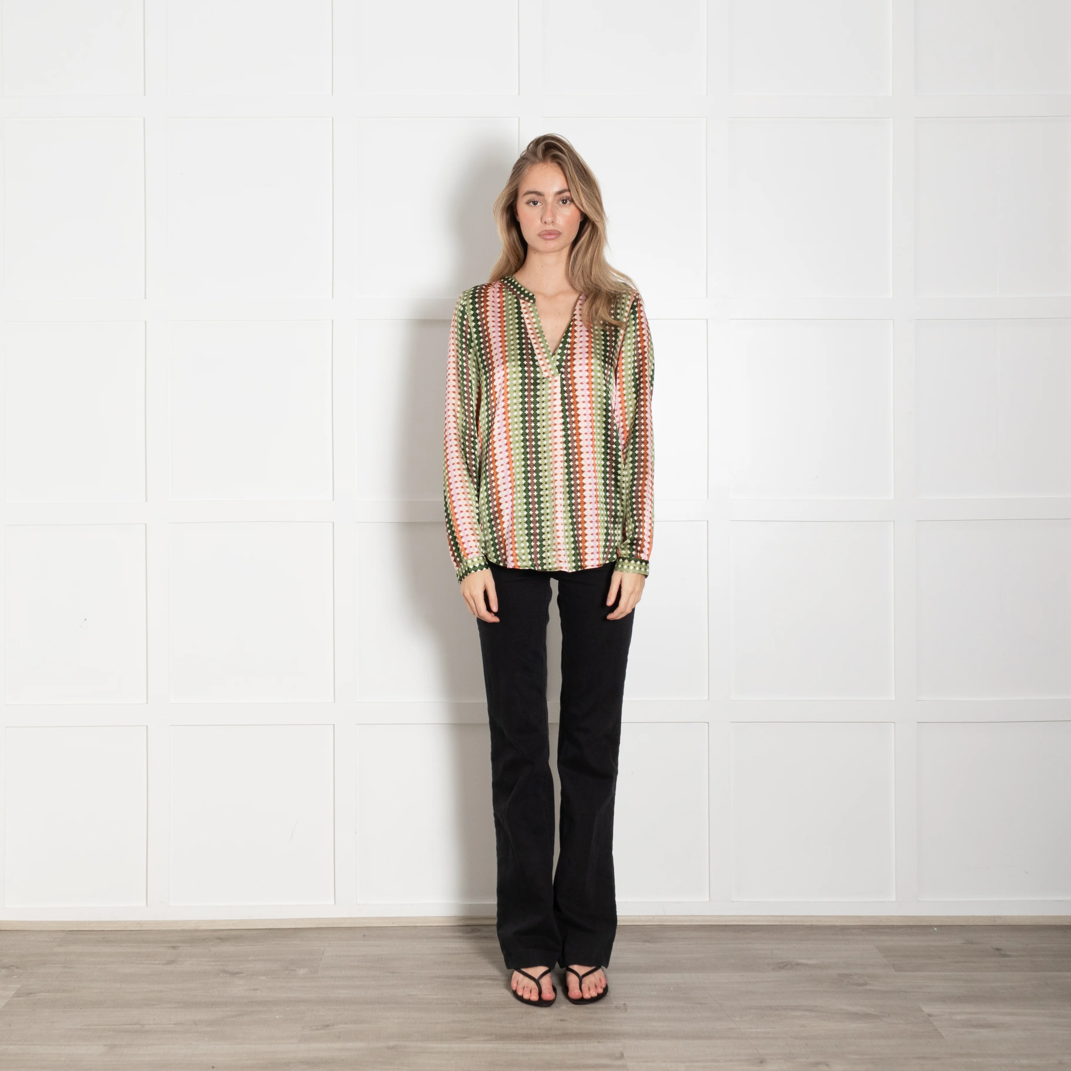 Charlotte Sparre Cream Multi Circle Print Silk  Blouse