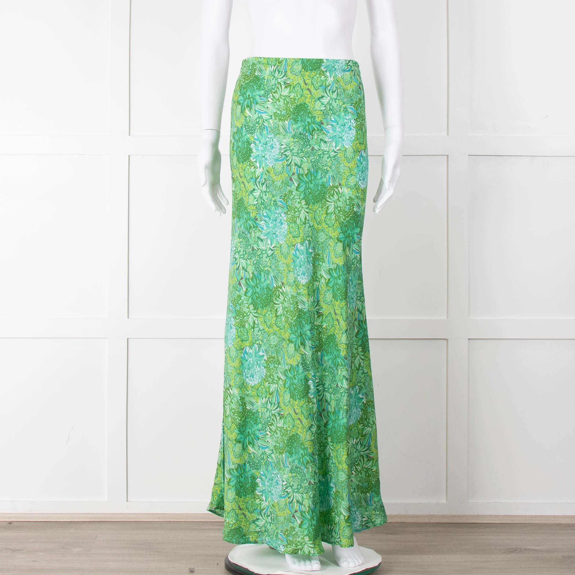 Charlotte Sparre Green Botanical Silk Blend Skirt - Image 2