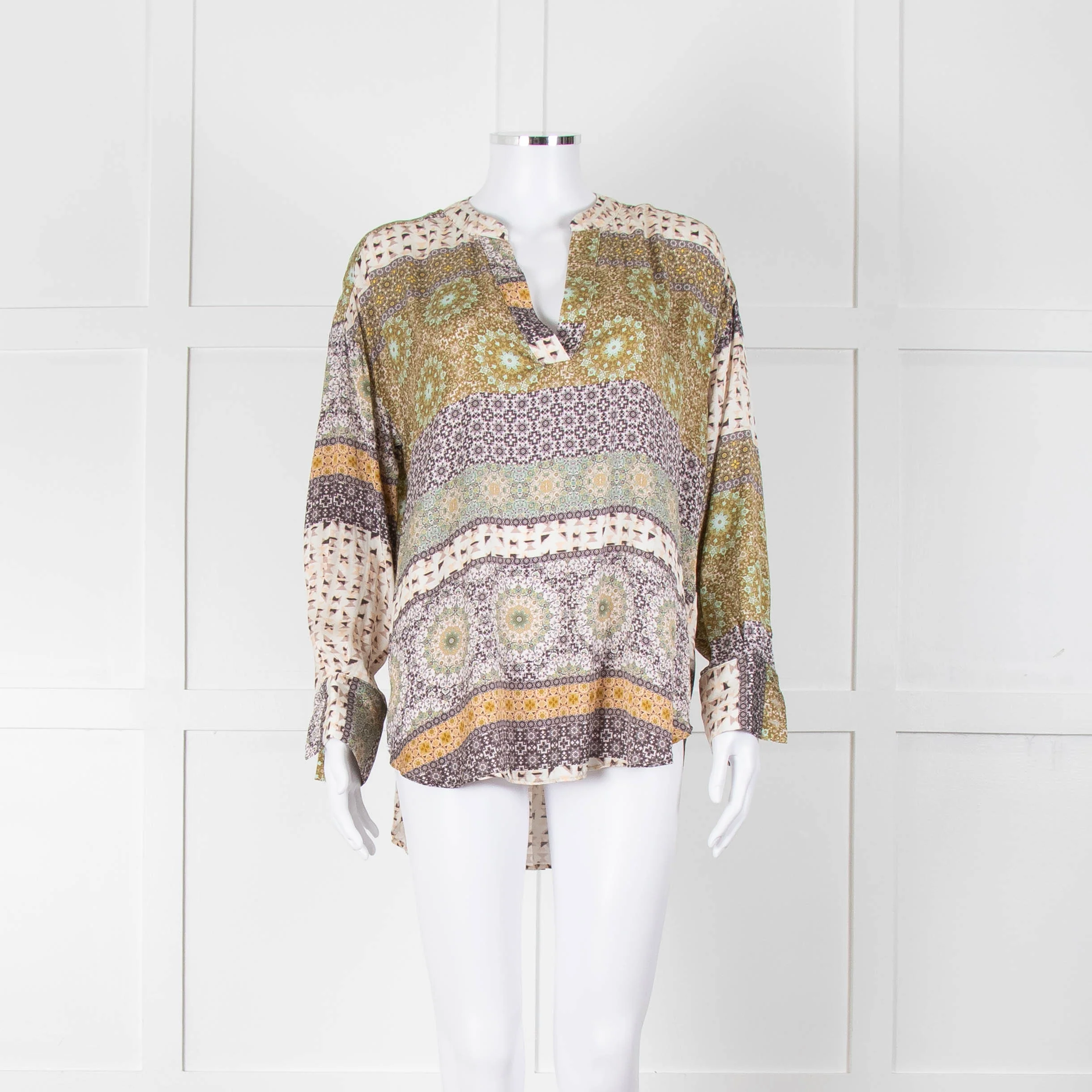 Charlotte Sparre Silk Blouse with Geometric Pattern