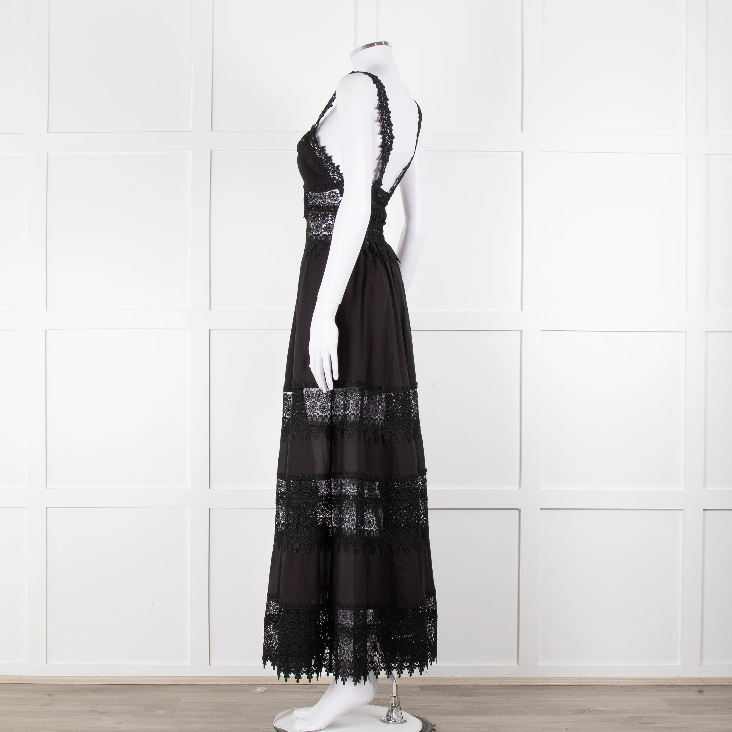 Charo Ruiz Black Lace Insert Maxi Dress - Image 6