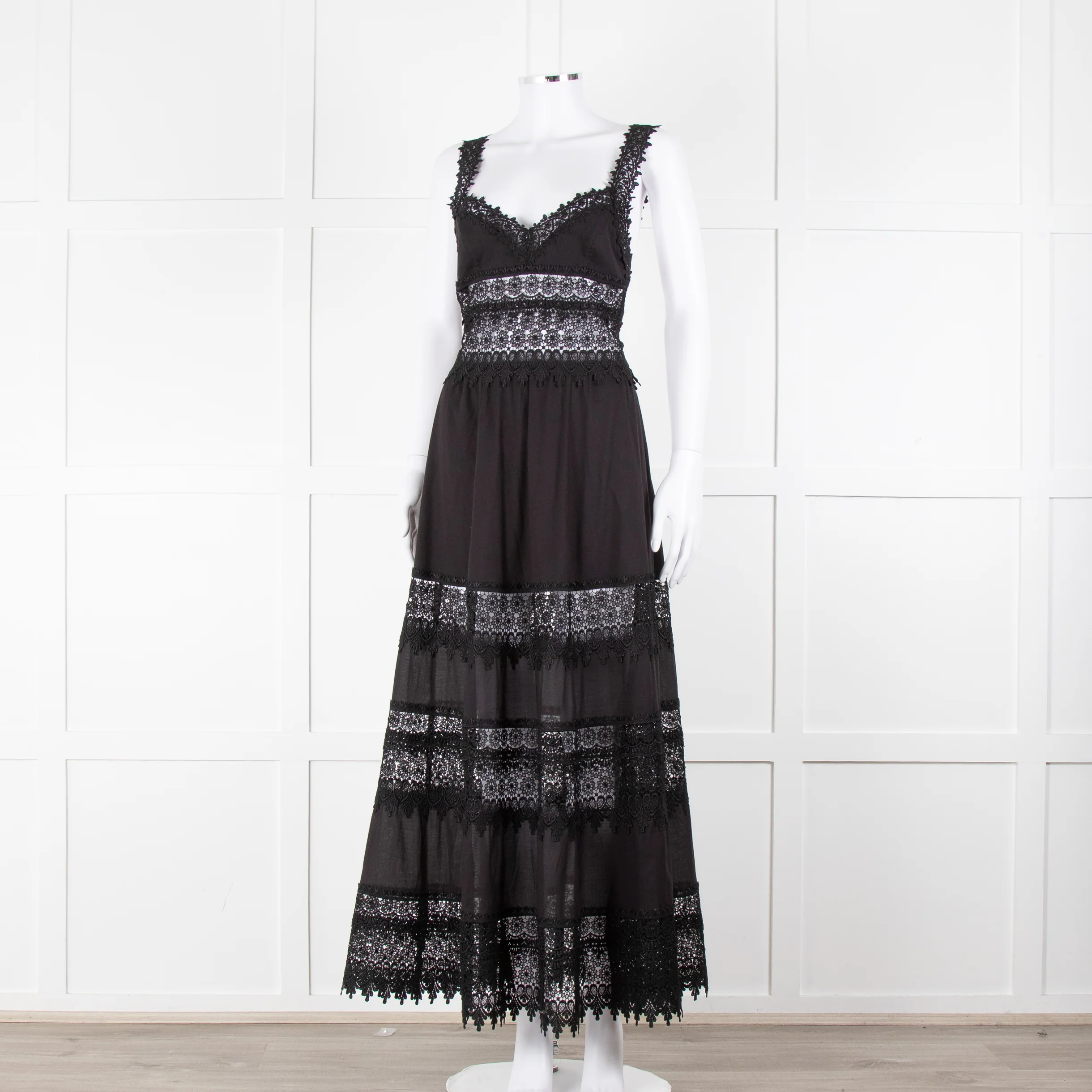 Charo Ruiz Black Lace Insert Maxi Dress - Image 8