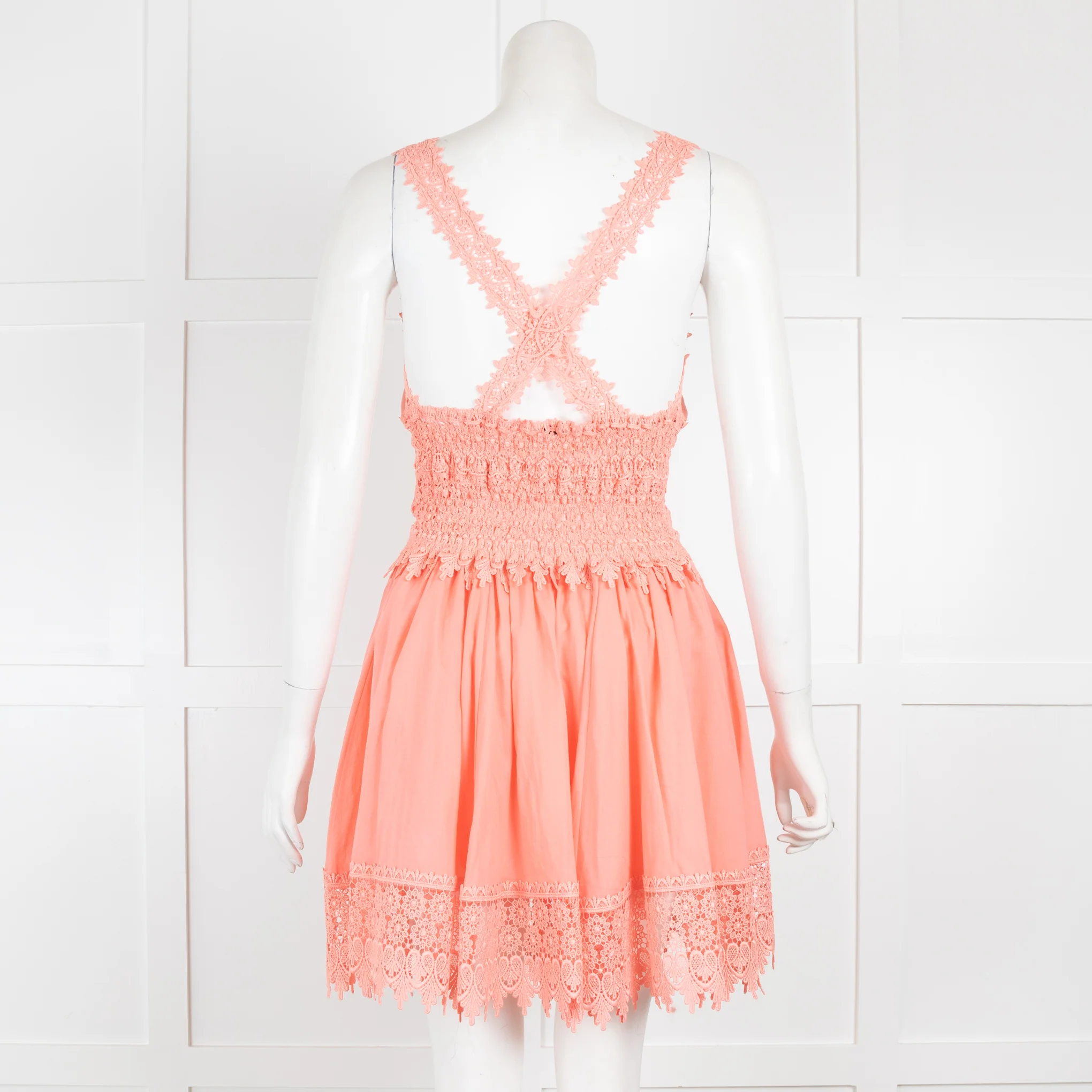 Charo Ruiz Coral Broderie Anglaise Mini Dress - Image 3