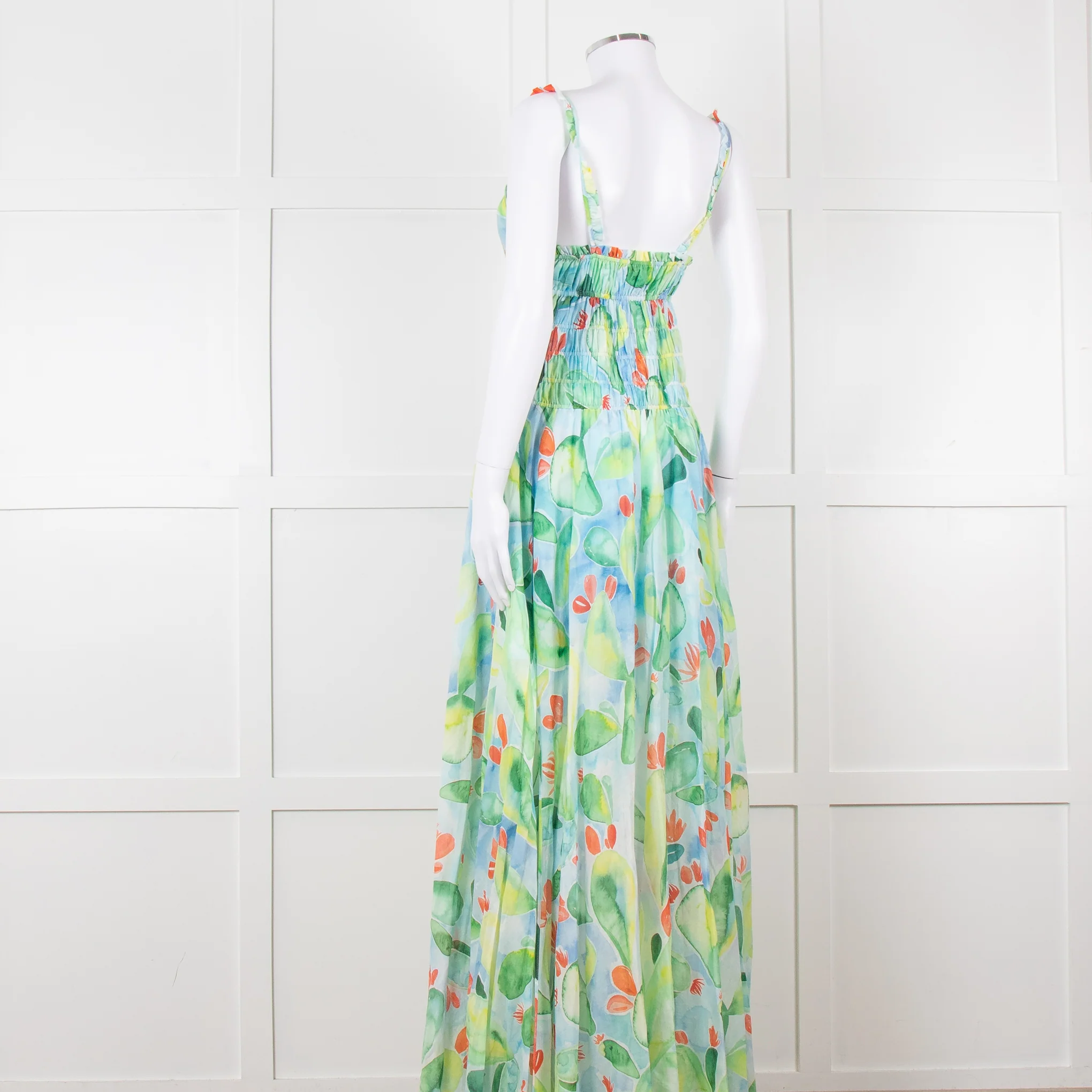 Charo Ruiz Green and Blue Smocked Midi Dress - Image 6