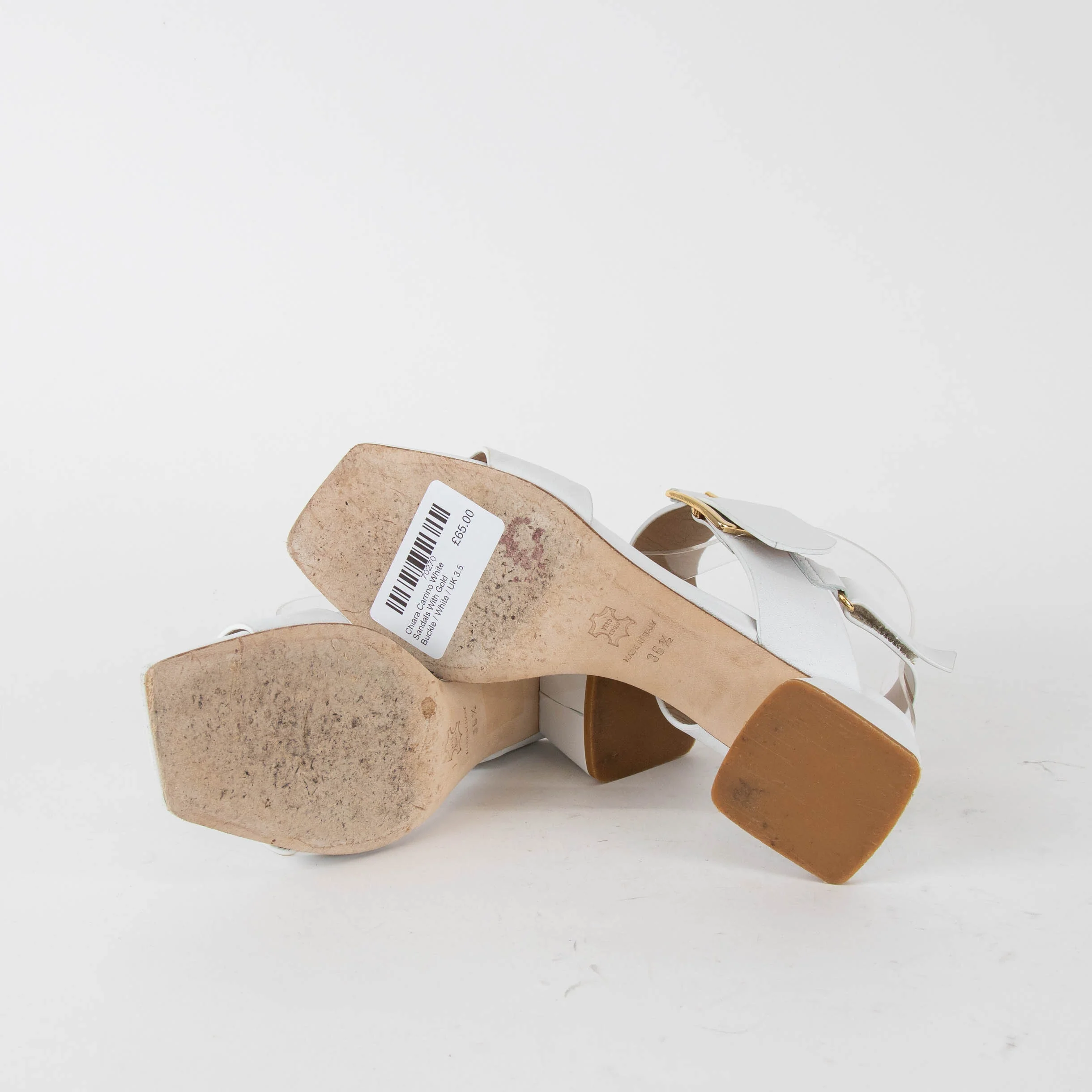 Chiara Carrino White Sandals With Gold Buckle - Image 6