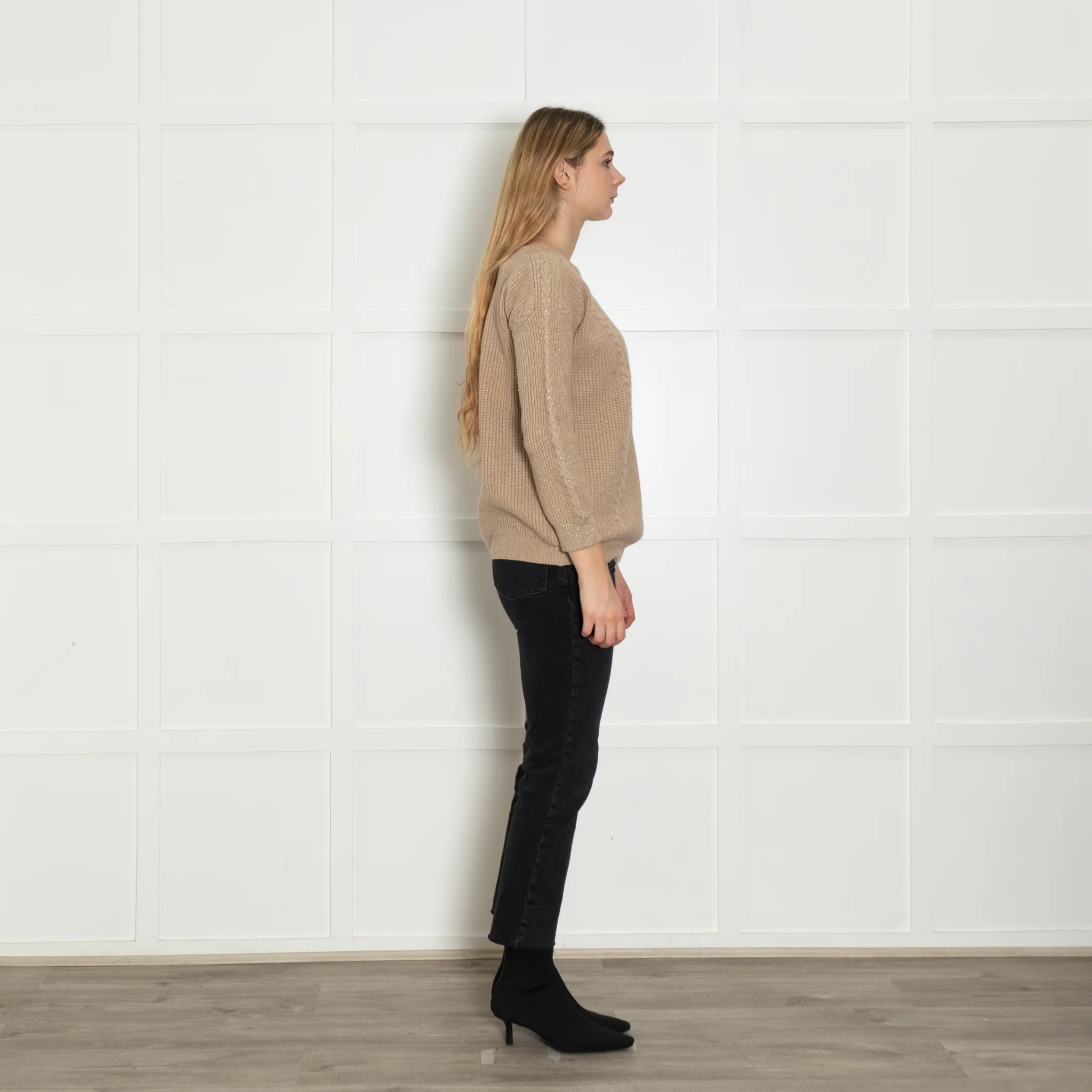 Chinti & Parker Beige Gold Ribbed Wool Blend Sweater - Image 6