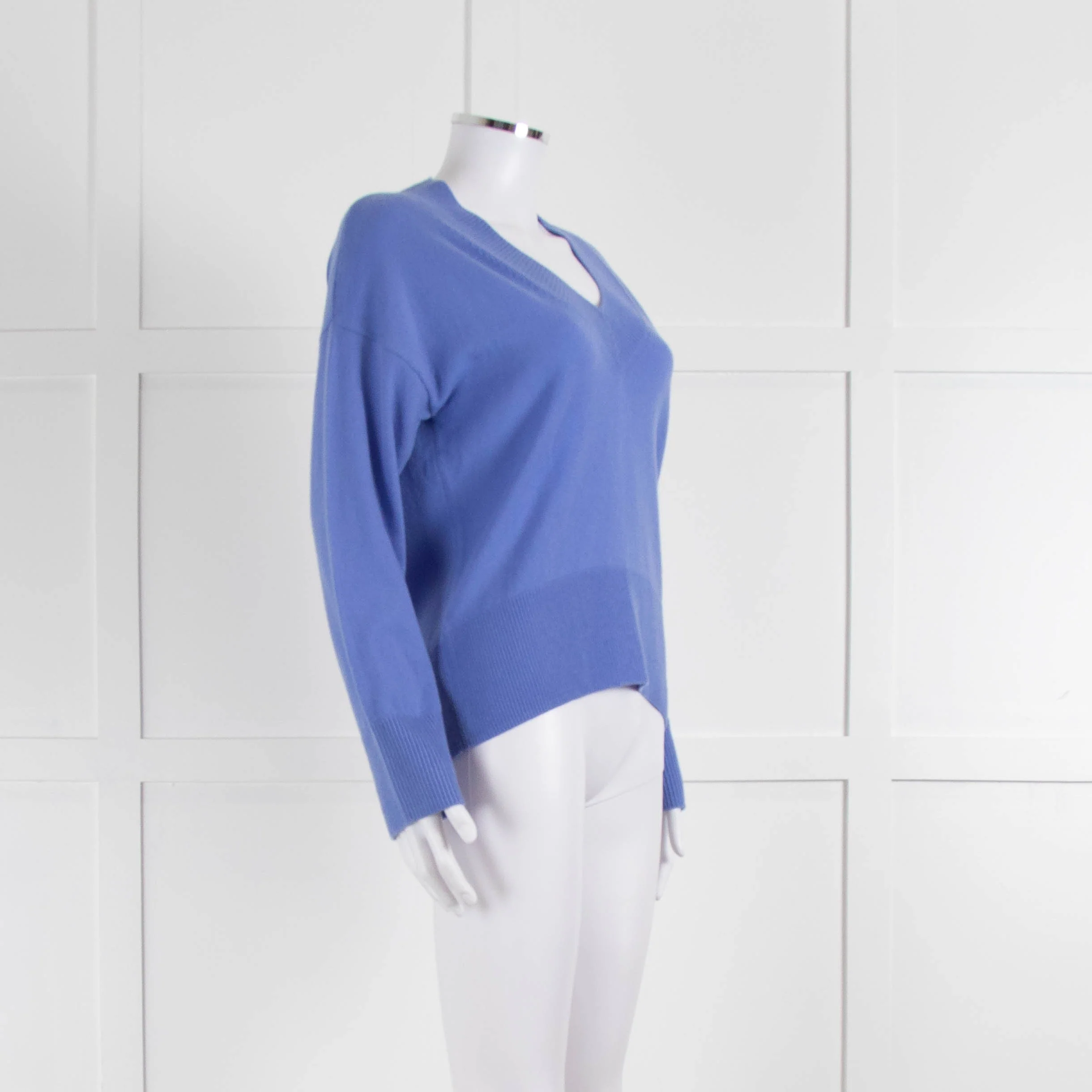 Chinti & Parker Cornflower Blue Wool Cashmere Blend V Neck Jumper - Image 2