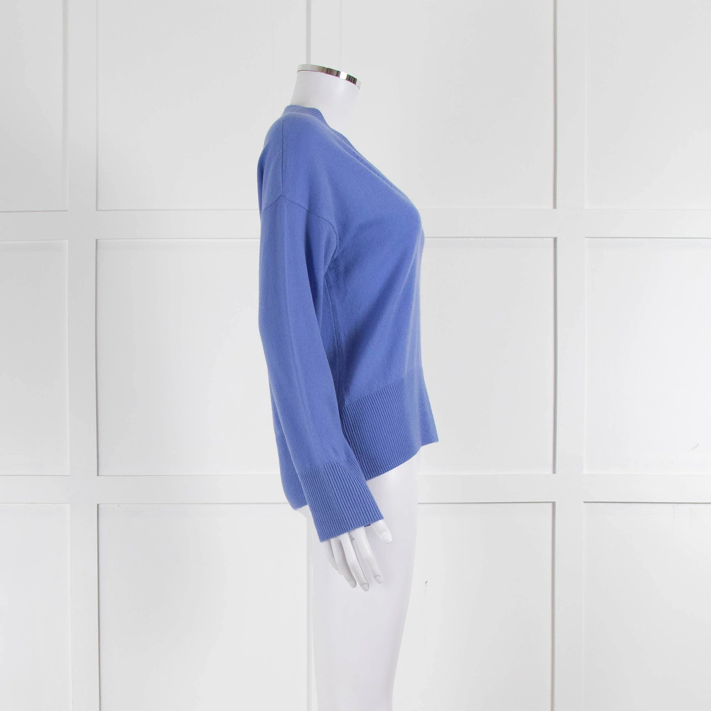 Chinti & Parker Cornflower Blue Wool Cashmere Blend V Neck Jumper - Image 3