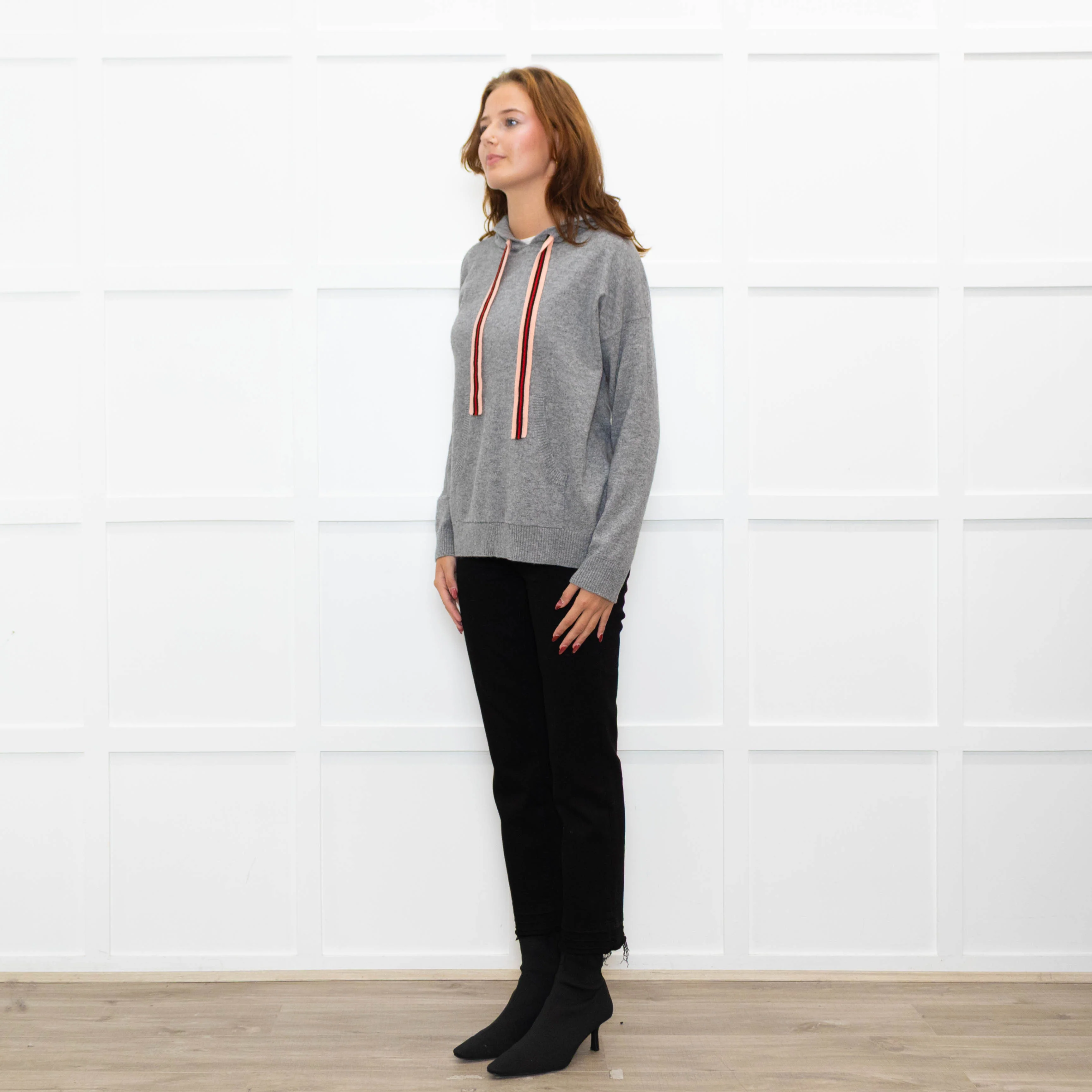 Chinti & Parker Grey Cashmere Blend Hooded Sweater - Image 3