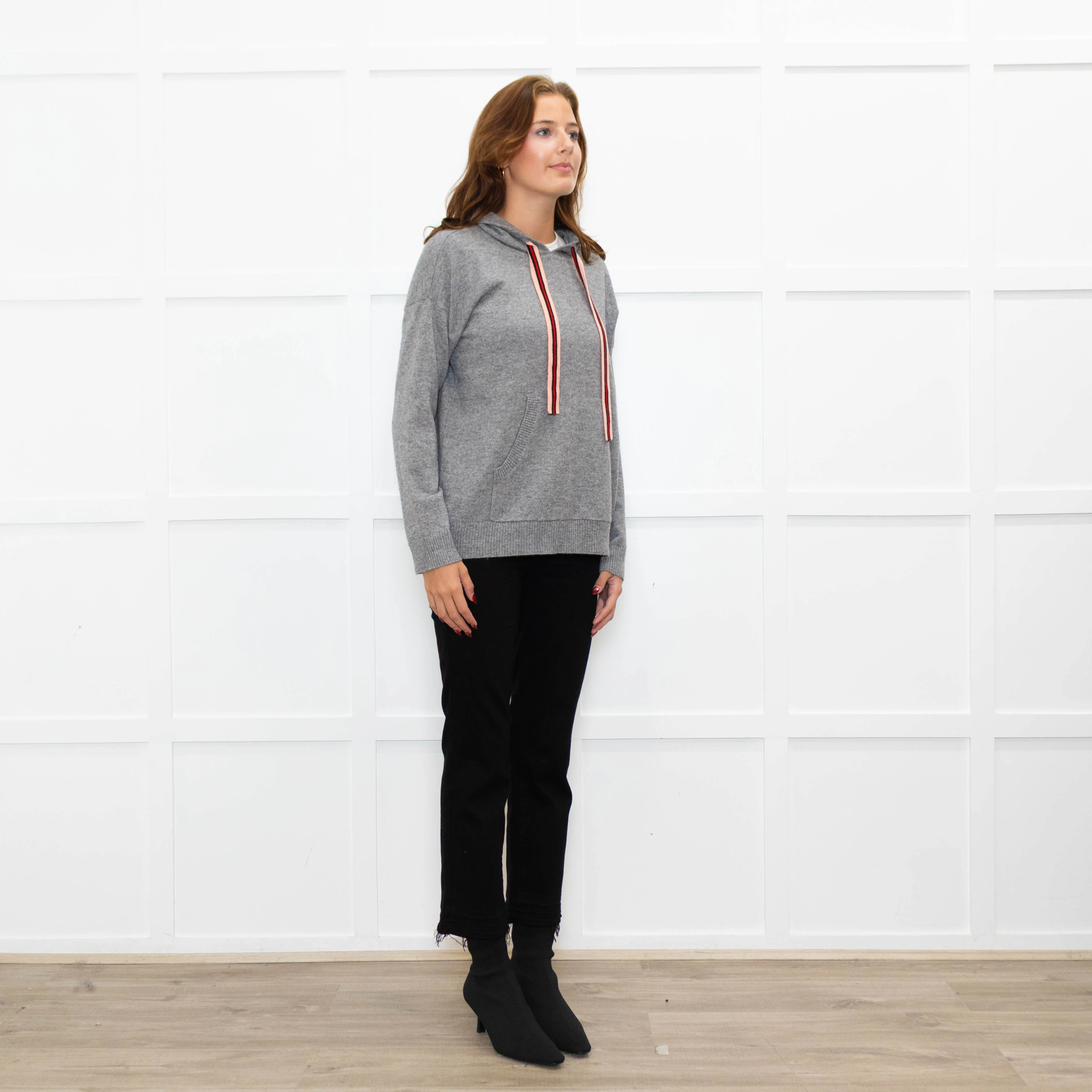 Chinti & Parker Grey Cashmere Blend Hooded Sweater - Image 7