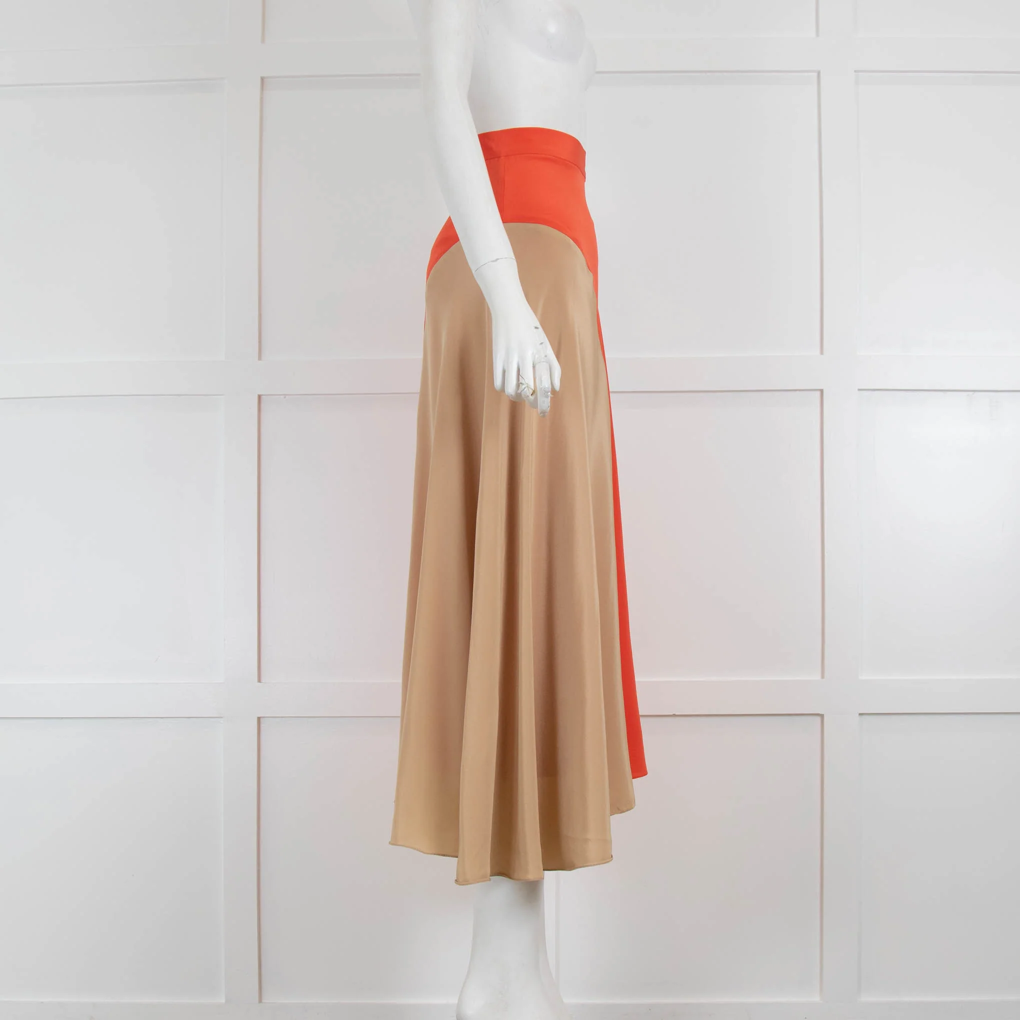 Chinti & Parker Red Orange Long Silk Skirt - Image 2