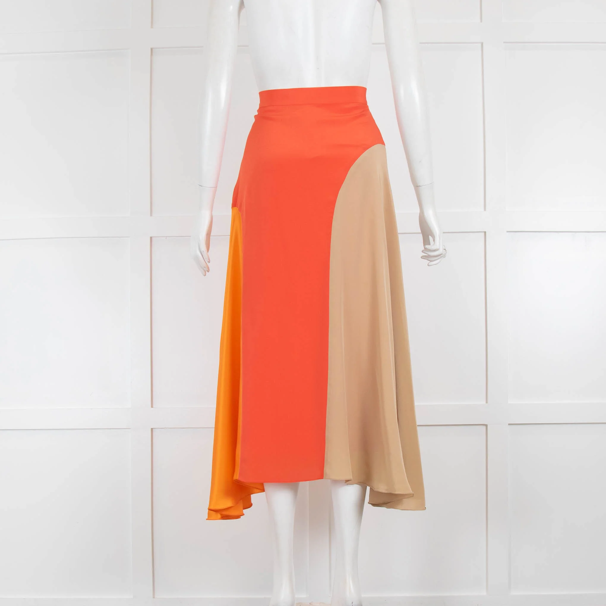 Chinti & Parker Red Orange Long Silk Skirt - Image 3