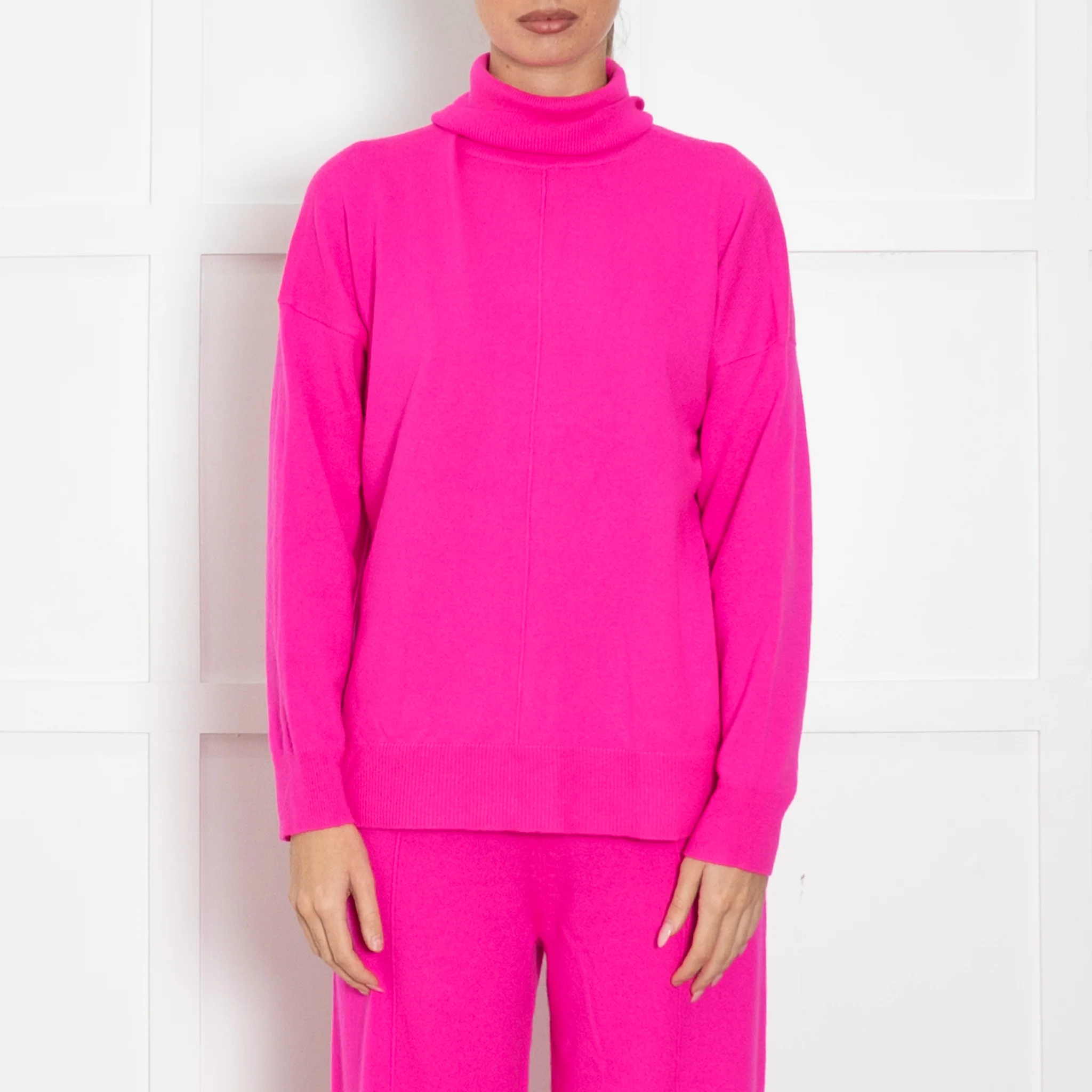 Basics By Chinti & Parker Oversized Pink Wool/Cashmere Poloneck Jumper - Image 2