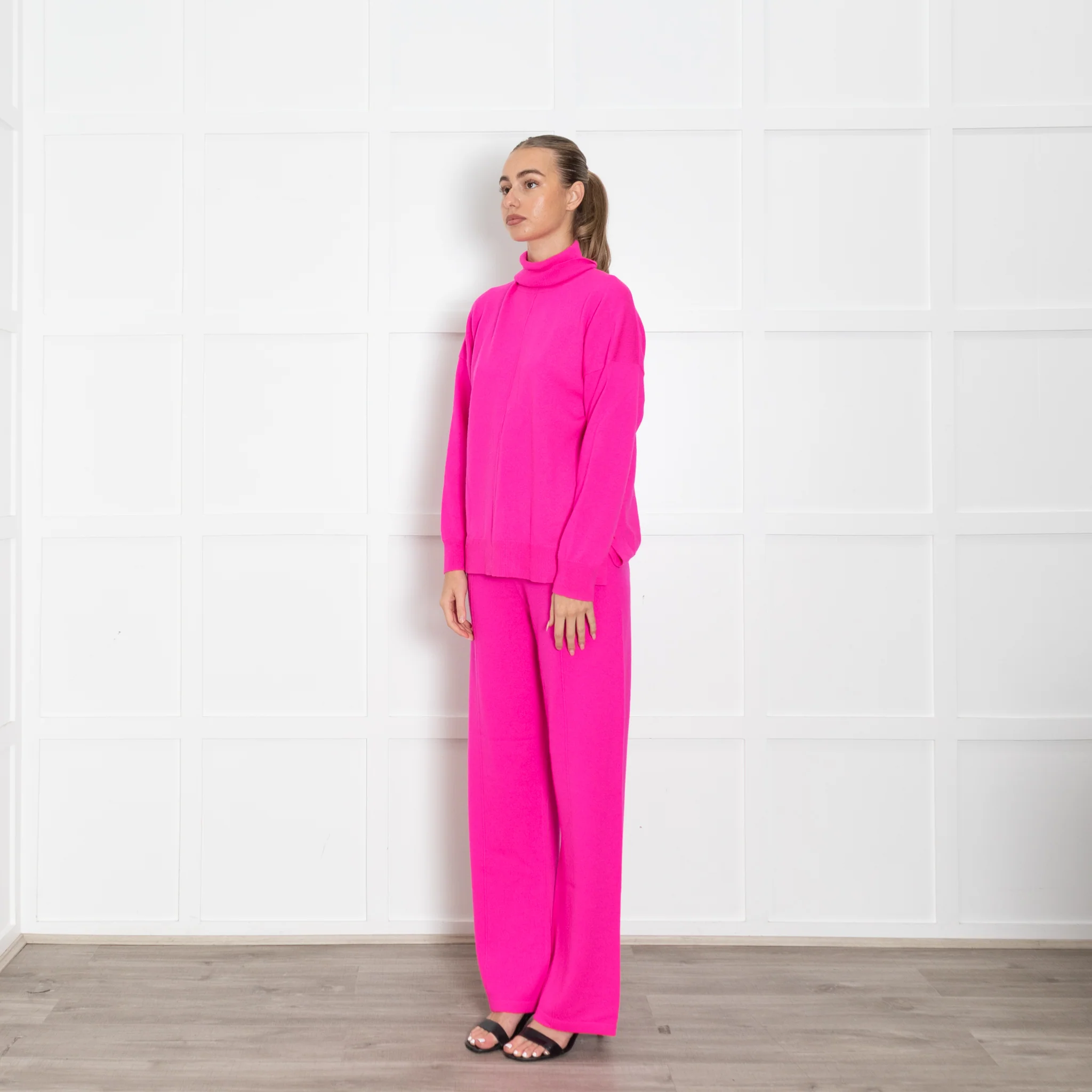 Basics By Chinti & Parker Oversized Pink Wool/Cashmere Poloneck Jumper - Image 3