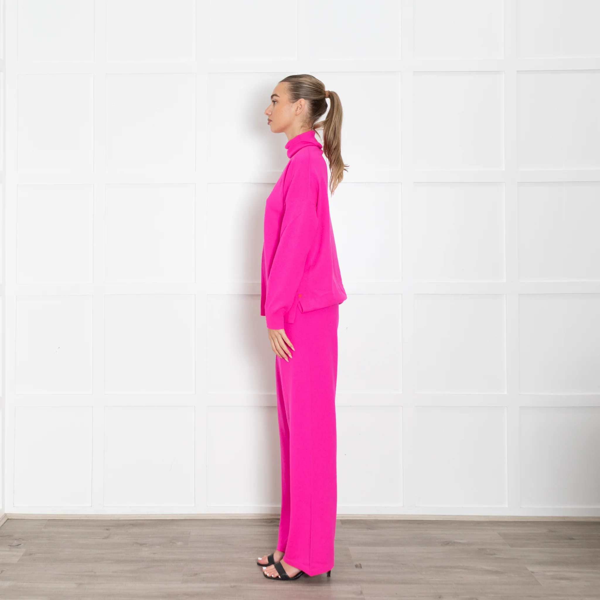 Basics By Chinti & Parker Oversized Pink Wool/Cashmere Poloneck Jumper - Image 4