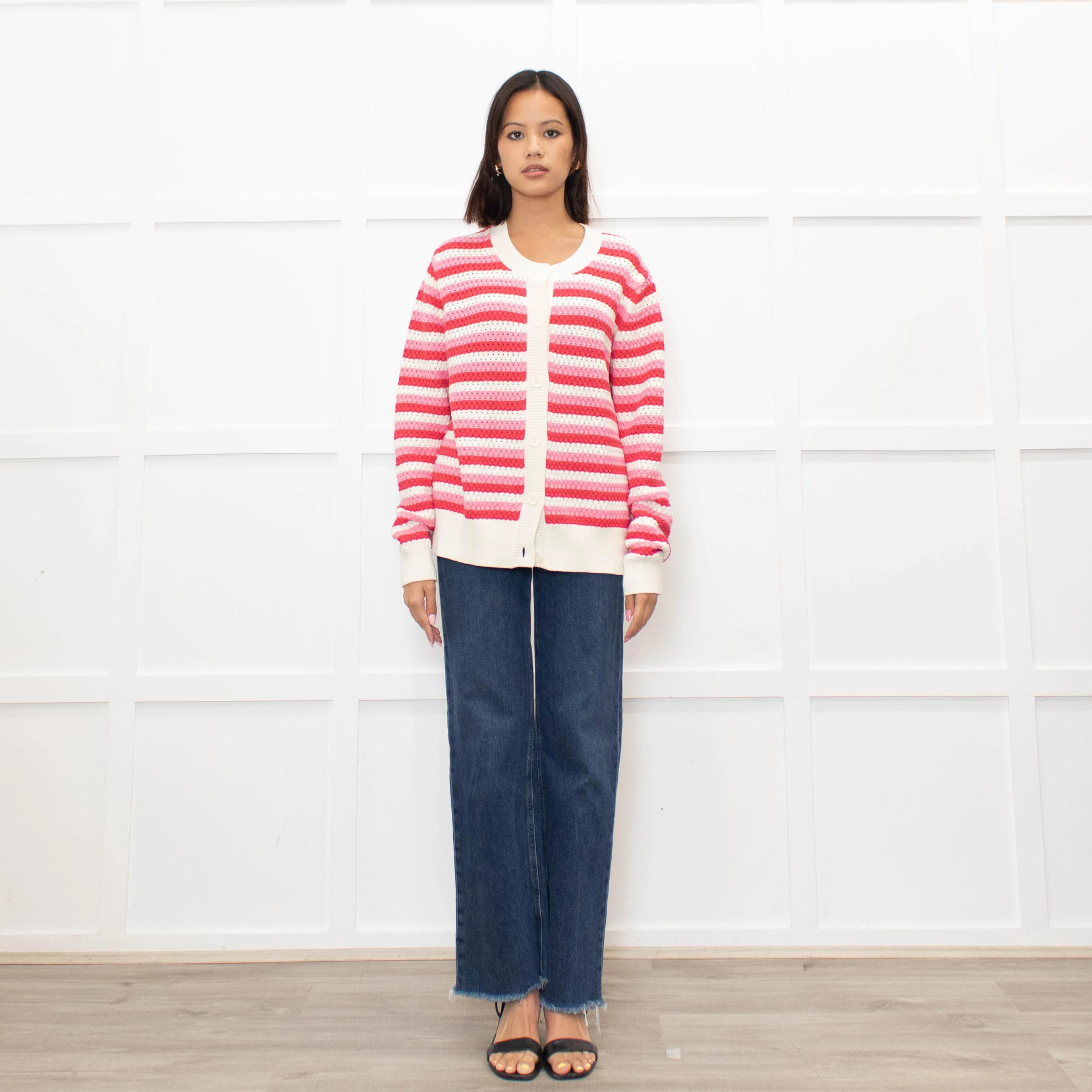 Chinti & Parker Pink Striped Cardigan