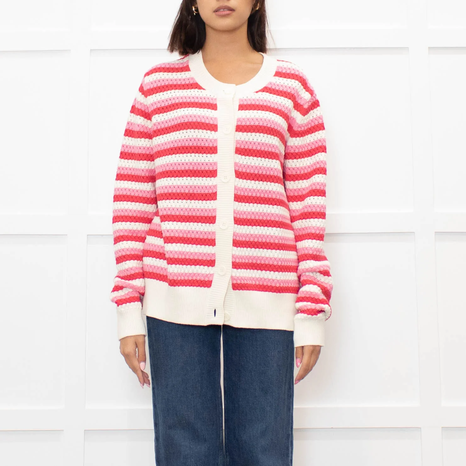 Chinti & Parker Pink Striped Cardigan - Image 2