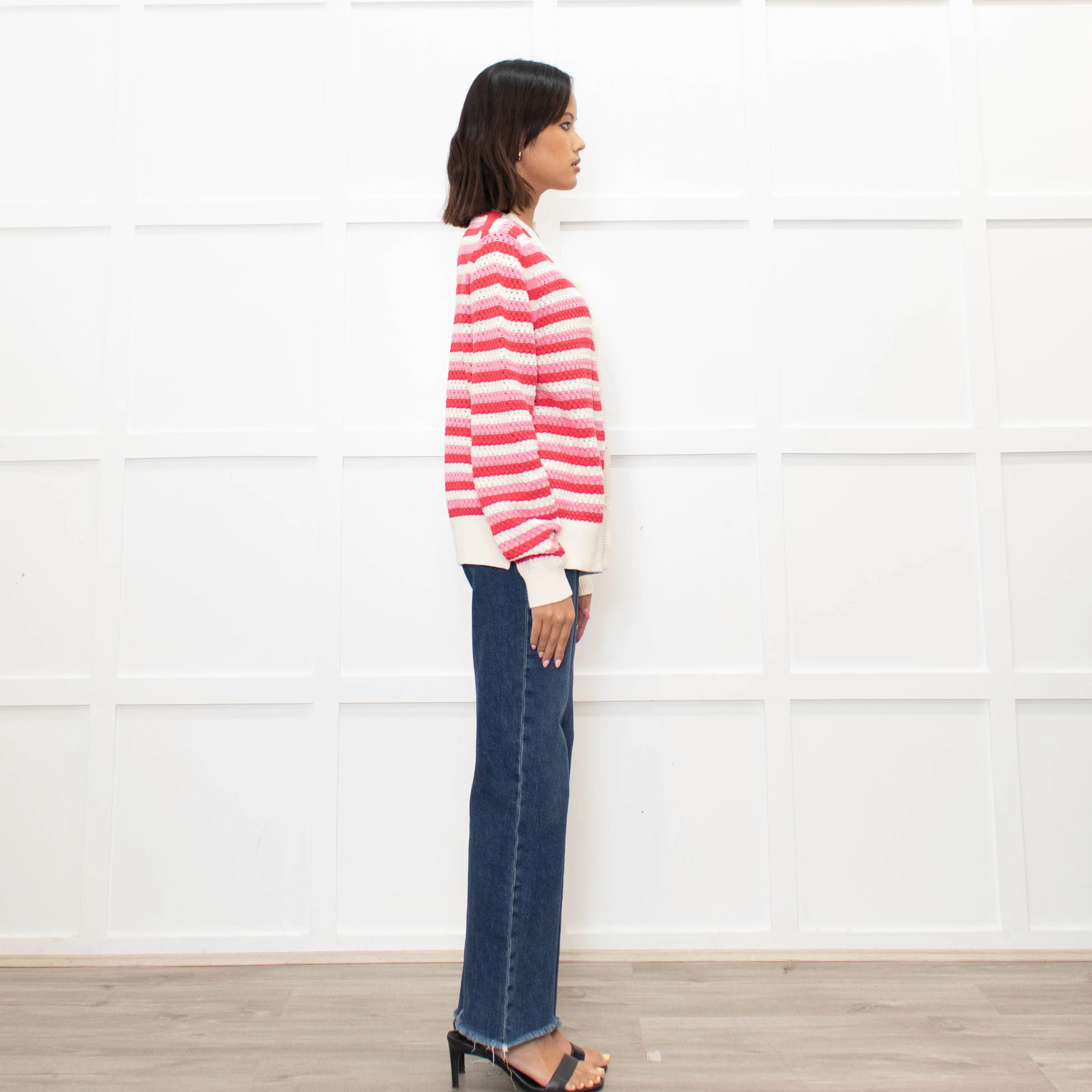 Chinti & Parker Pink Striped Cardigan - Image 4