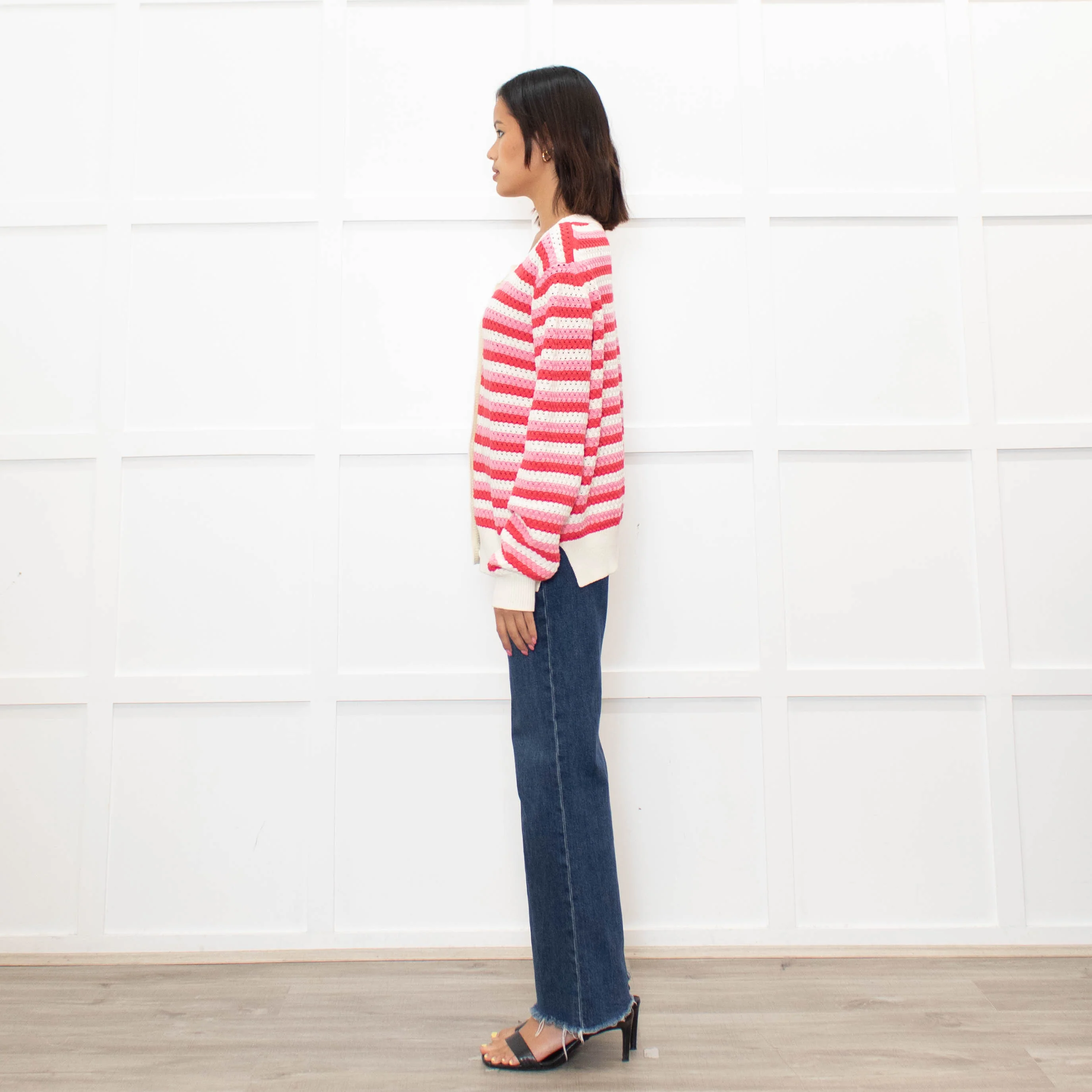 Chinti & Parker Pink Striped Cardigan - Image 6